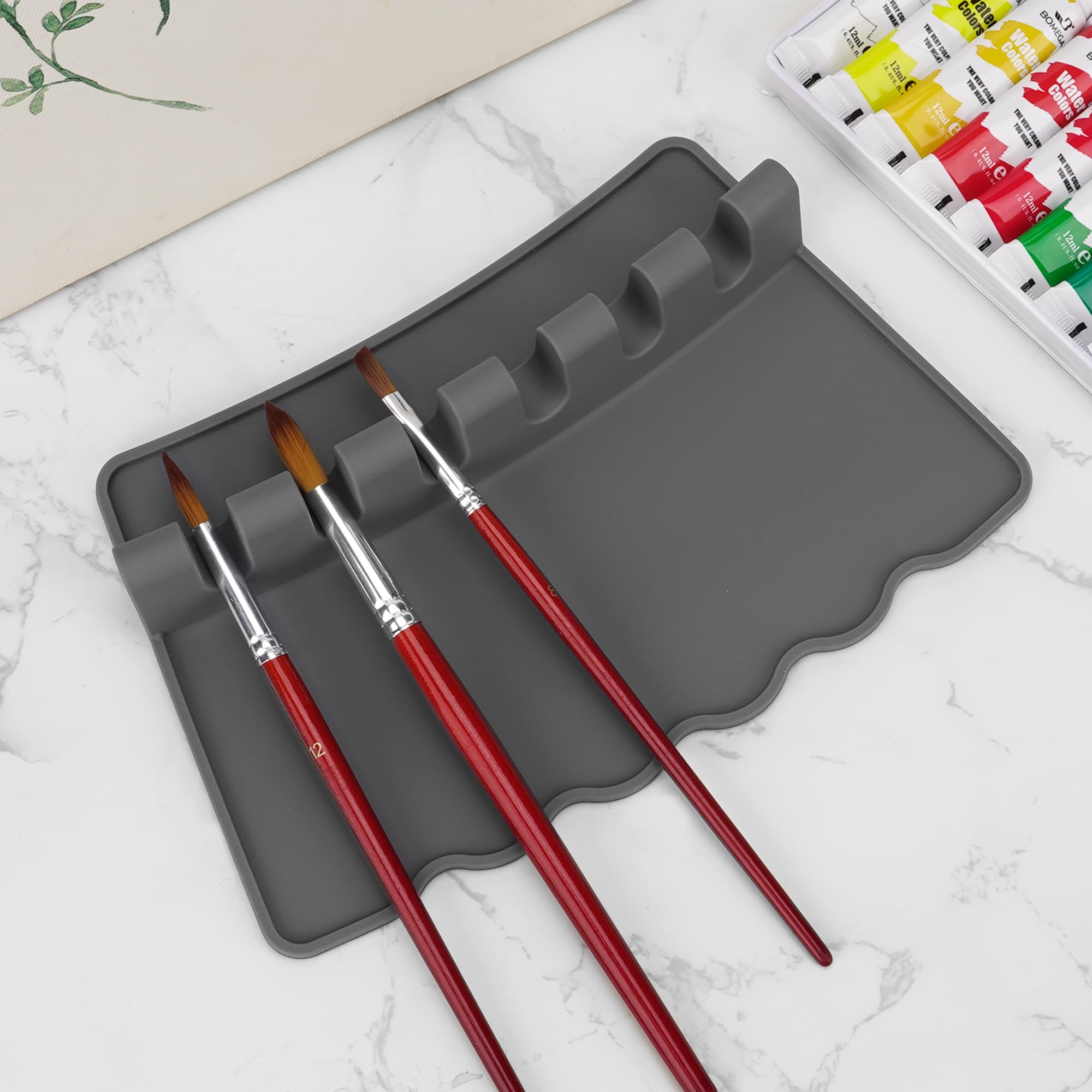 JANKOW Silicone Paint Brush Holder, Brush Holder for Artist, 6 Slots Large Paint Brushs Storage,1-Pcs - 4