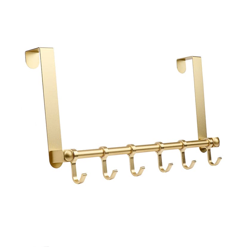 JANKOW Over The Door Hooks, Door Hanger, Moving 6-Hooks Over Door Coat Rack for Hanging, Aluminum Heavy Duty Door Organizer, Over-Door Coat Rack for Daily Go Out Goods Storage