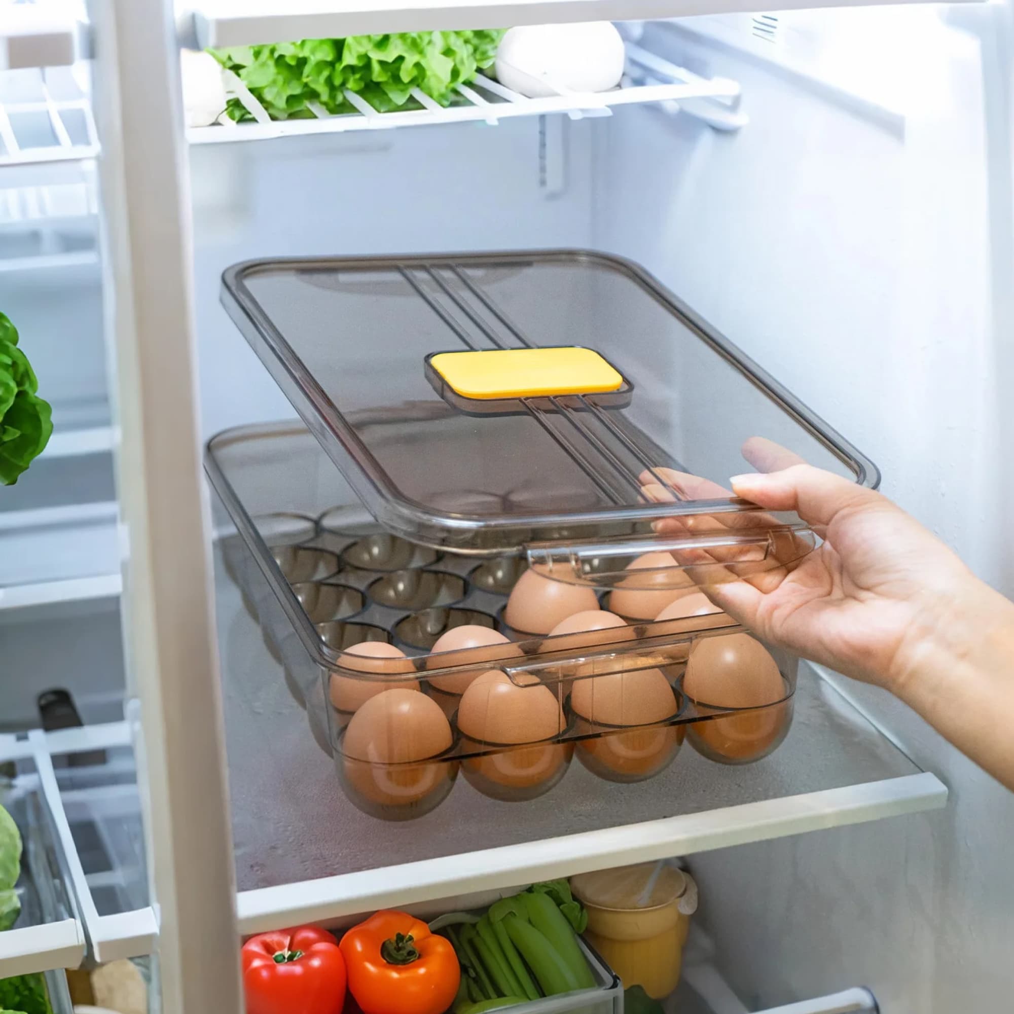 Jankings 24-Slot Egg Storage Box – Clear Stackable Refrigerator Organizer, Portable BPA-Free PP Egg Holder, Shock-Proof Fridge Container for Kitchen & Picnic - 4