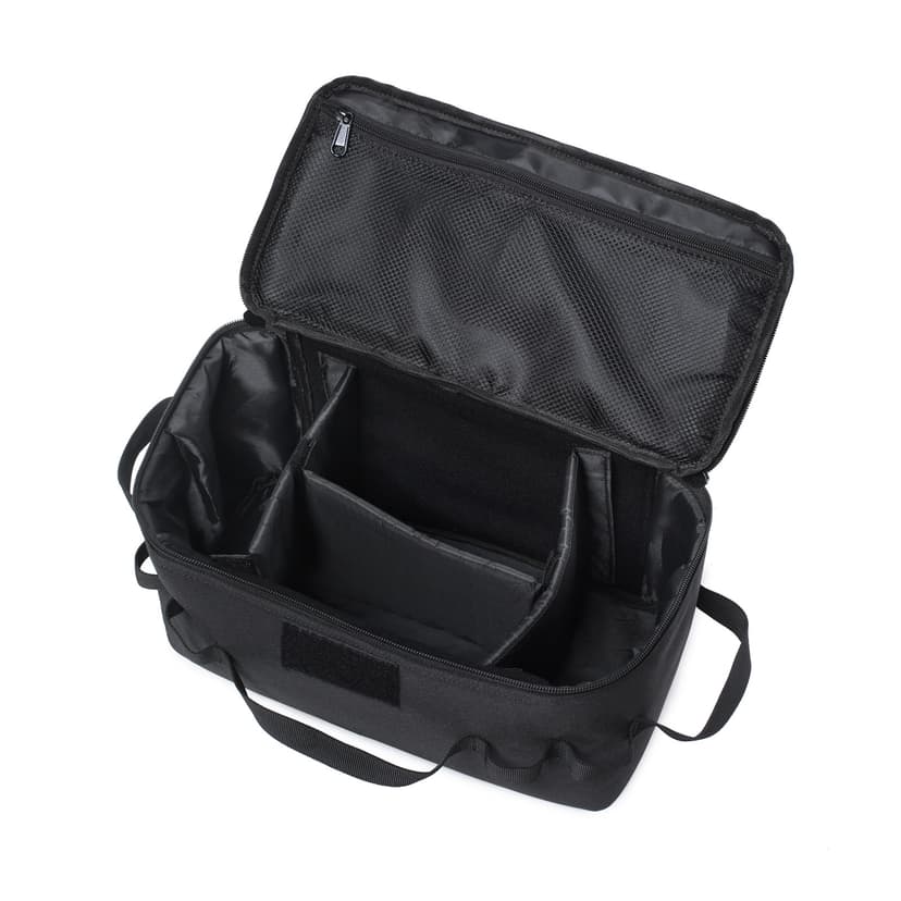 JANKOW Camping Storage Bags, Utility Tote Bag for Campings Cookware Organizer, Trunk Organizer with Shoulder Strap ,Outdoor Garden Tool Bag for Camping, Travel, Picnic, Garage Trunk (Black)