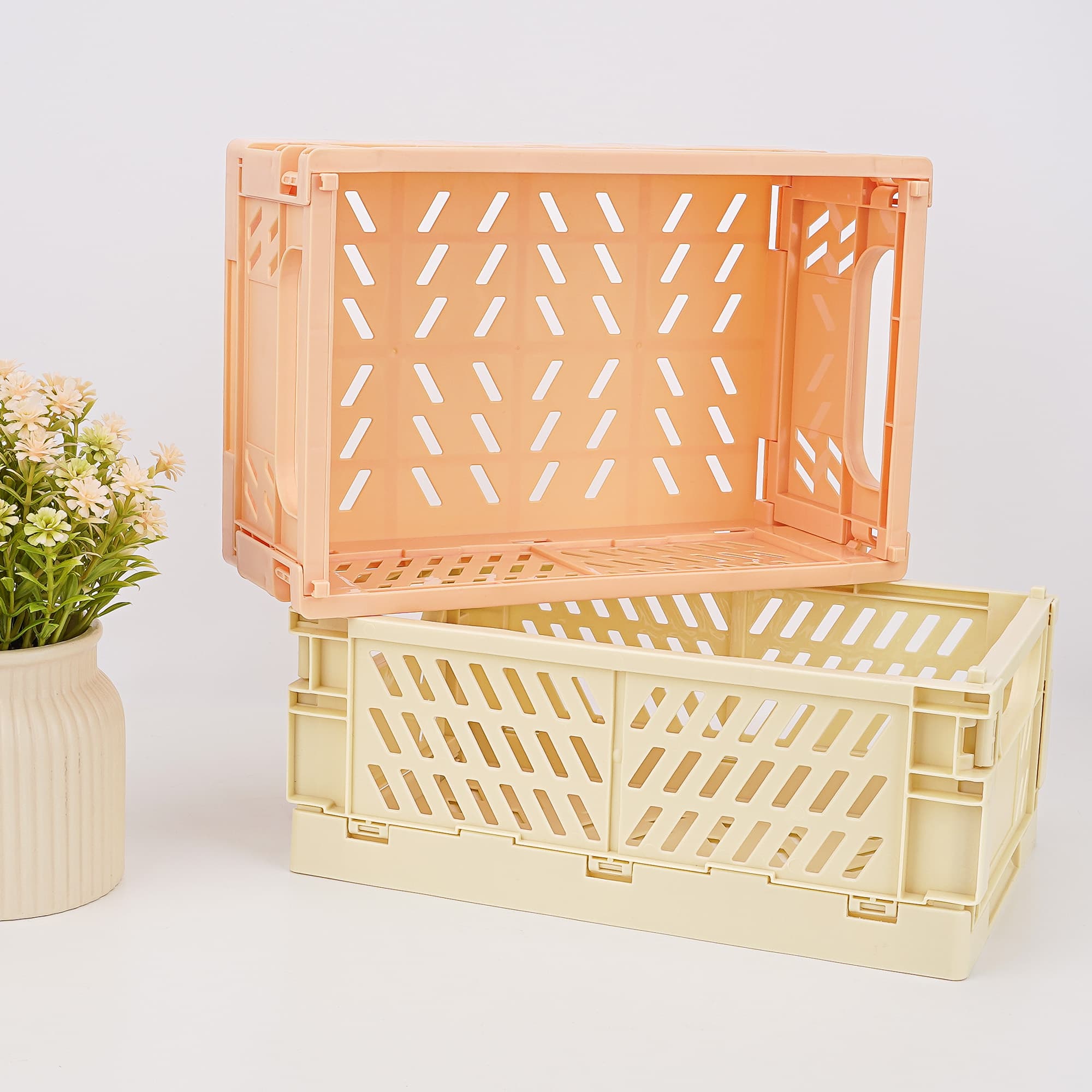JANKOW Drawer Organizers, Plastic Foldable Baskets, Collapsible Stacking Storage Bins, Plastic Crates for Storage - 5