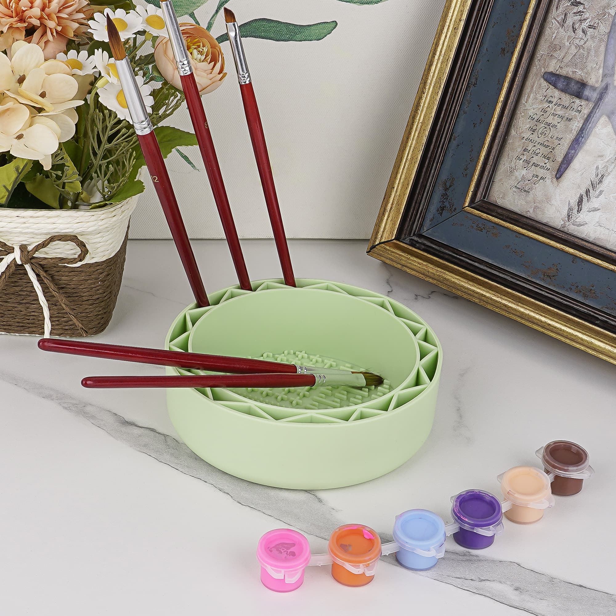 JANKOW Pen Brush Washer, Watercolor Brush Cleaner, Silicone Brush Bowl Clean, Brush Holder Cleaner - 3