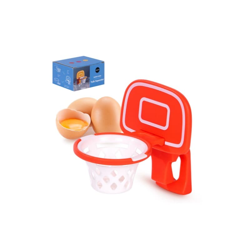 JANKOW Basketball Hoop Cute Egg Separator, Basketballs Rim Shape Eggs Yolk White Filter, Basketball Hoop Design Egg Separator for Baking and Cooking (Red)