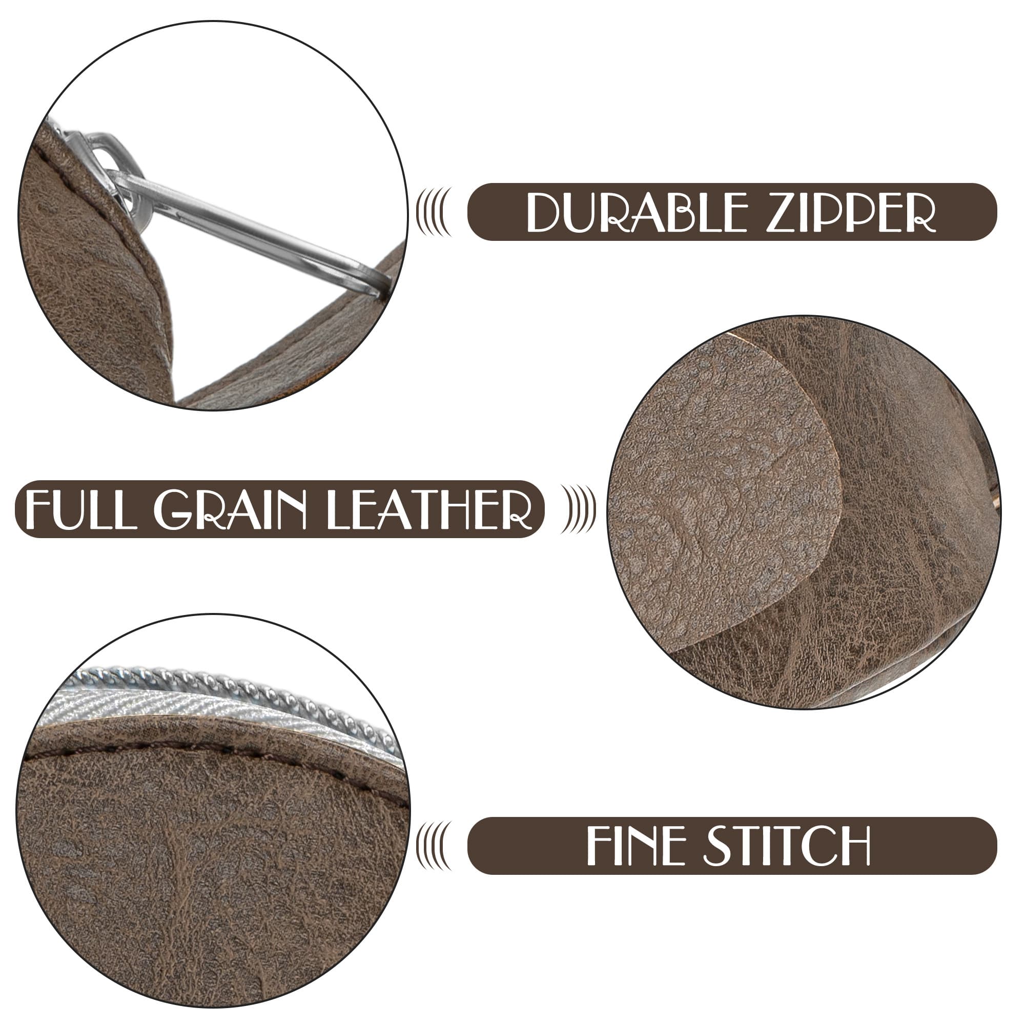 JANKINGS Mouse-Shaped PU Leather Coin Purse, Brown Mini Zipper Change Pouch with Carry Loop, Cute Animal Wallet for Women , 1-Pack - 2