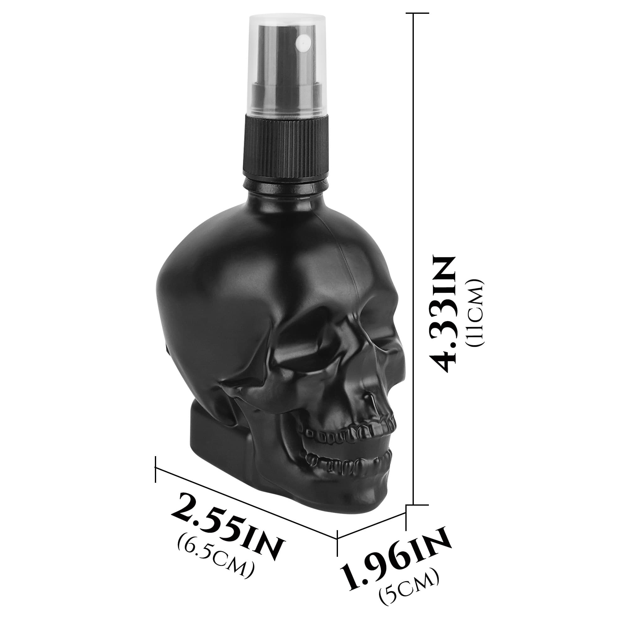 JANKOW Skull Shaped Spray Bottle, Skulls perfume bottle, 60ml Skull perfume bottles empty, Refillable Liquid Travel Accessories, Suitable for Travel, Business Trips, Family Bathrooms (3 Pcs) - 1