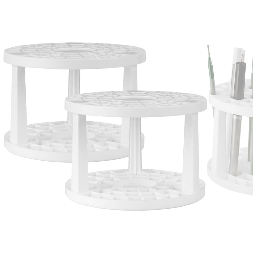 JANKINGS Paint Brush Holder 2-Pack, Plastic Round Paintbrush Organizer Stand with Stickers, Desk Brush Drying & Storage Rack for Watercolor, Acrylic, Gouache, Pens & Art Supplies