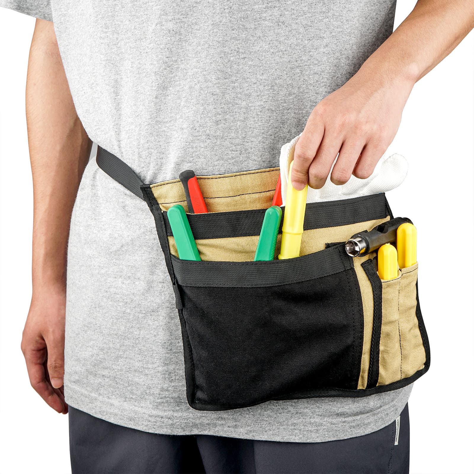 JANKOW Tool Pouch Belt, Utility Belt Bag with 5 Pockets, Tool Apron Pouch, Garden Tool Belt for Men and Women, for Carpenter, Electrician, and Mechanics. - 5