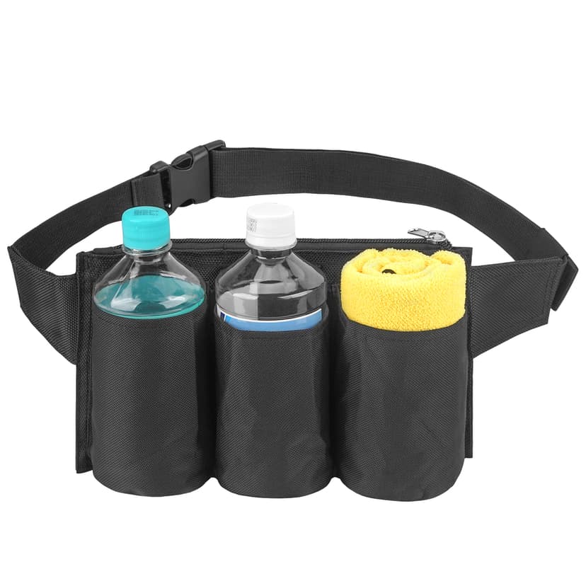 JANKOW 3 Pockets Black Restaurant Waiter Waist Pouch Bag, Apron Bag with Adjustable Web Belt, Waiter Waist Pouch, Adjustable Waist Strap Belt for Bars, Cafes.