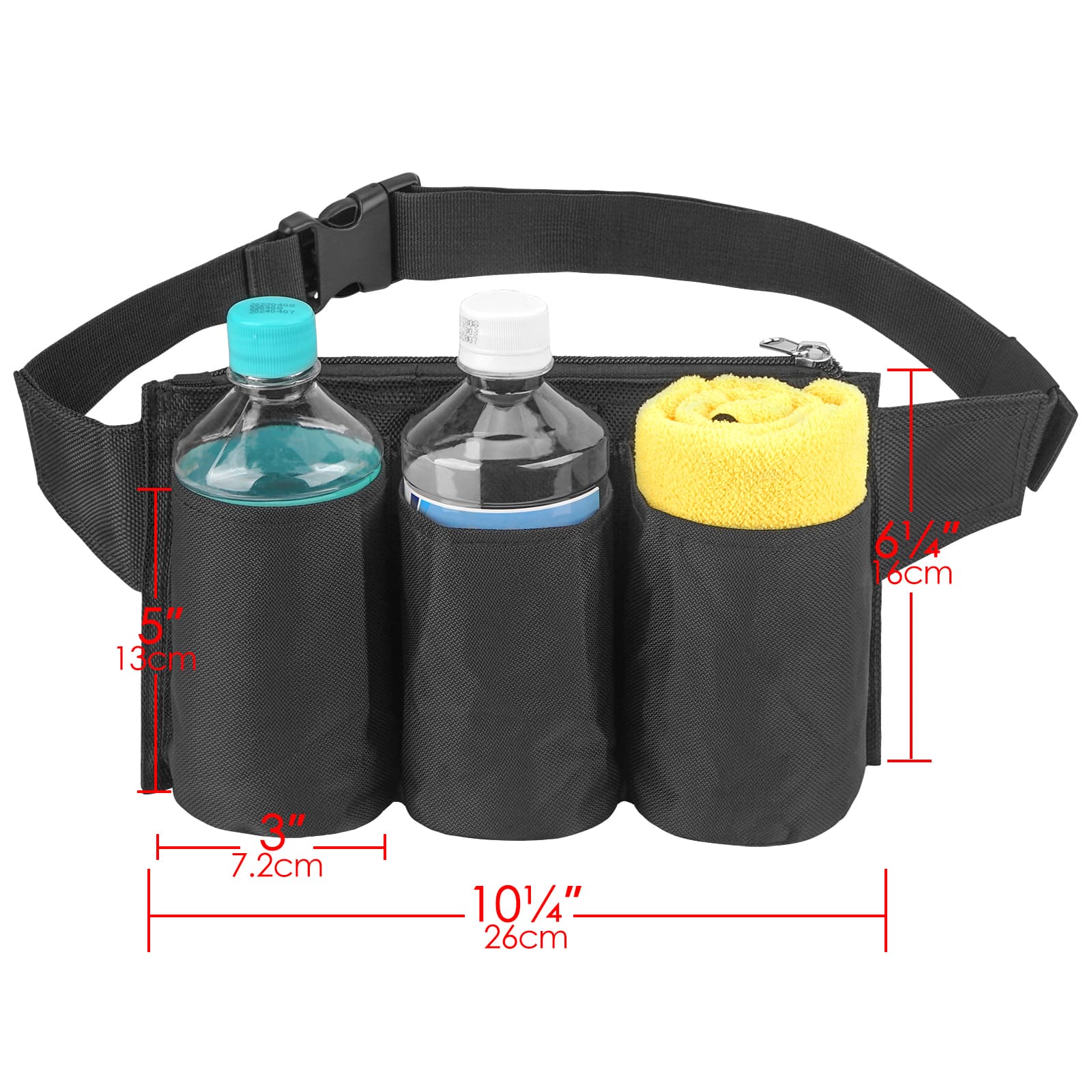 JANKOW 3 Pockets Black Restaurant Waiter Waist Pouch Bag, Apron Bag with Adjustable Web Belt, Waiter Waist Pouch, Adjustable Waist Strap Belt for Bars, Cafes. - 3