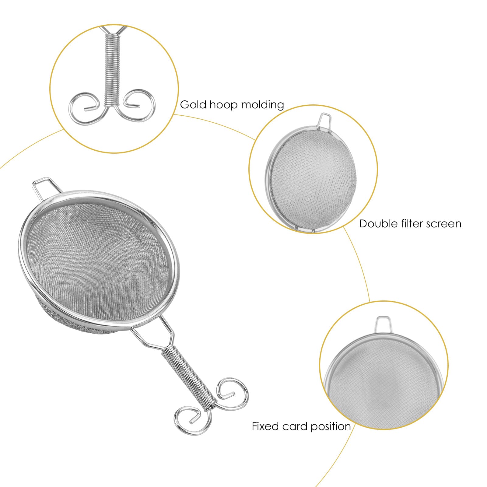 JANKOW 2 Pcs Tea Strainers, (Small Tea strainer, Big Strainer) with a Holder, Stainless Steel Fine Mesh Strainer - 5