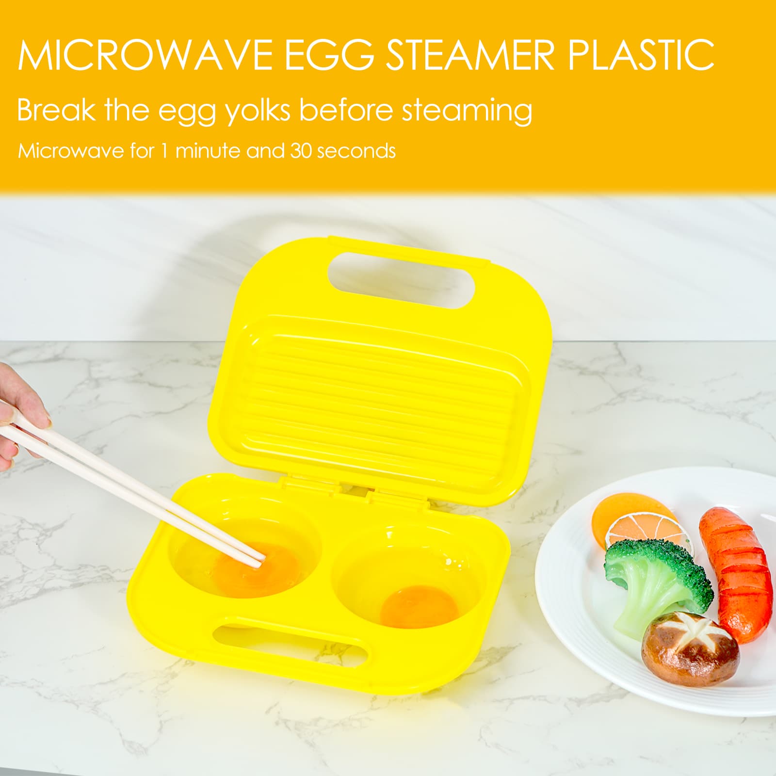 JANKOW Egg poacher, Microwave in Minutes, BPA Free for Quick and Healthy Breakfast, Microwave Egg Cooker, Microwave Maker for 2 Eggs, Dishwasher safe(yellow) - 4
