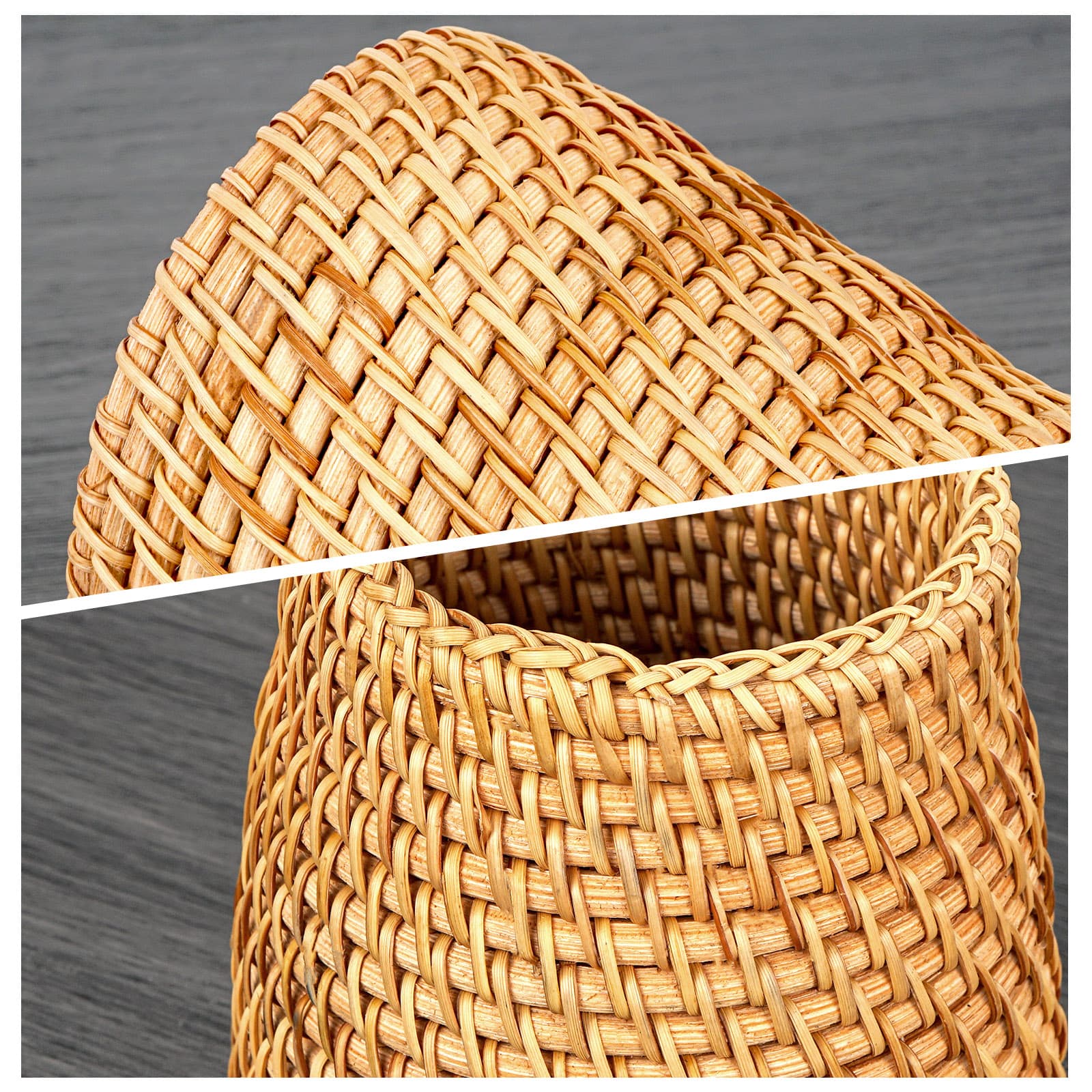 JANKINGS Handwoven Rattan Utensil Holder, Cooking Utensil Holder for Countertop, Tapered Cutlery Caddy, Natural Log Color, 1 Pack - 2
