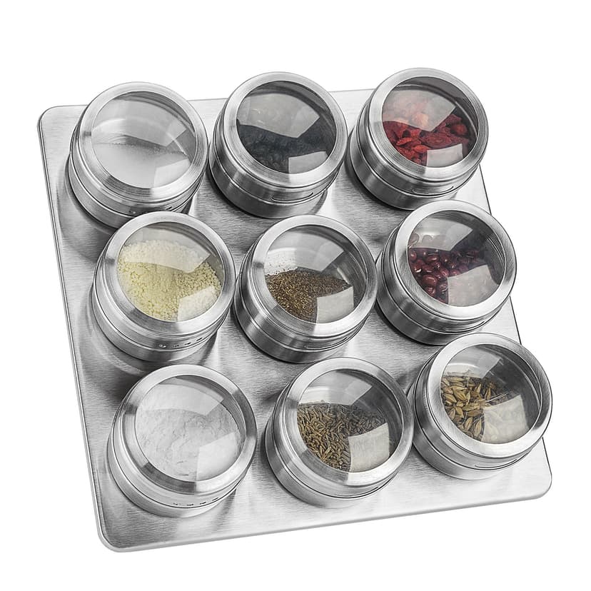 JANKOW Magnetic Spice Jar, Stainless Steel Spice Tin with Clear Window, Strong Magnet for Fridge/Metal Surfaces, 1-Pack