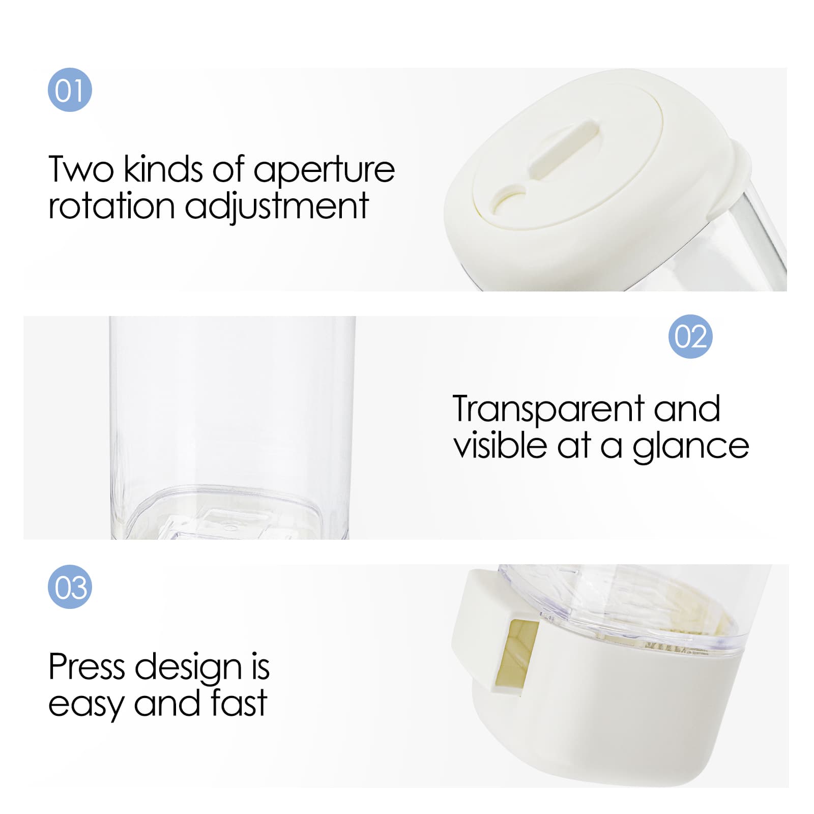 JANKOW Press-to-Dispense Salt & Pepper Shaker Set, Rotating Airtight Spice Dispensers with Base, Plastic Measured Seasoning Containers for Salt, Sugar, Cumin, Sesame – 1 Pack (2 Jars) - 1