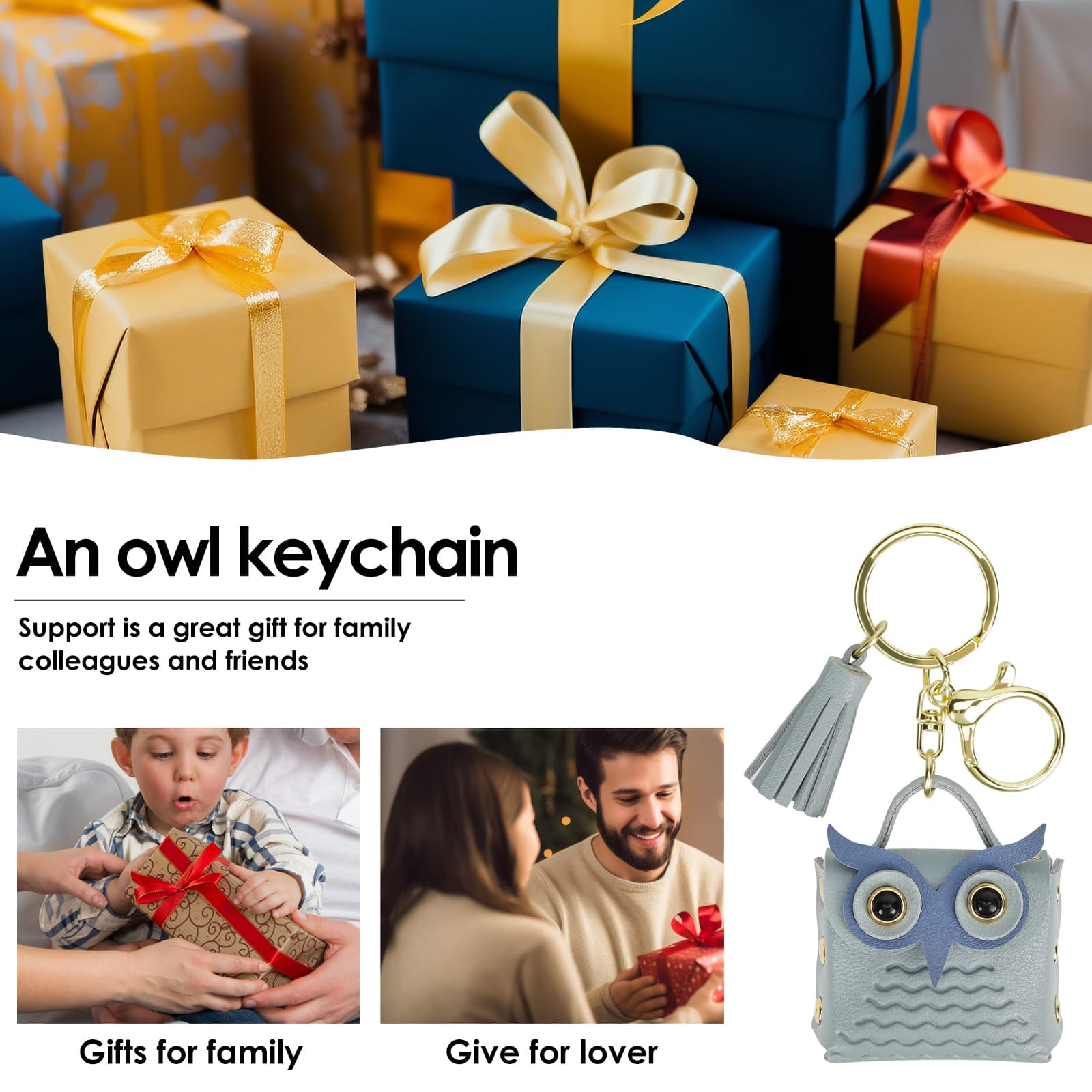 CAIRIAC Mini Coin Purse Keychain Cute Owl Backpack Change Wallet Bags Jewelry Pouch with Keyring for Women Storage Coins, Wireless Earbuds, Rings, Earrings (Blue) - 2