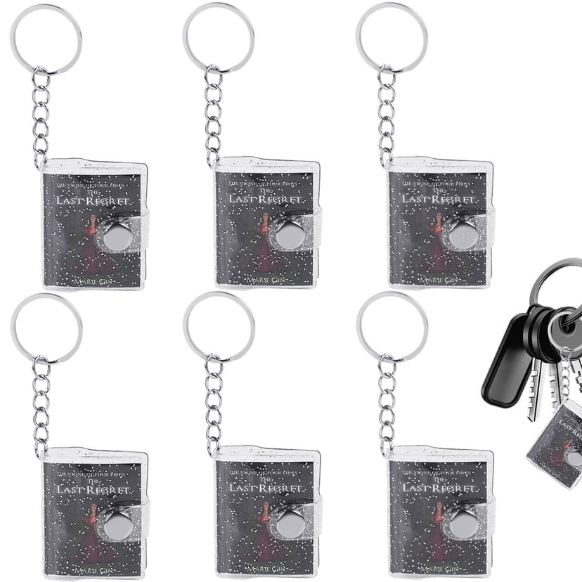 JANKOW 6Pcs Mini Keychain Notebook - Portable Travel Diary Journal with Note Pads for Work, Personal & Mood Records (6PCS/Black)