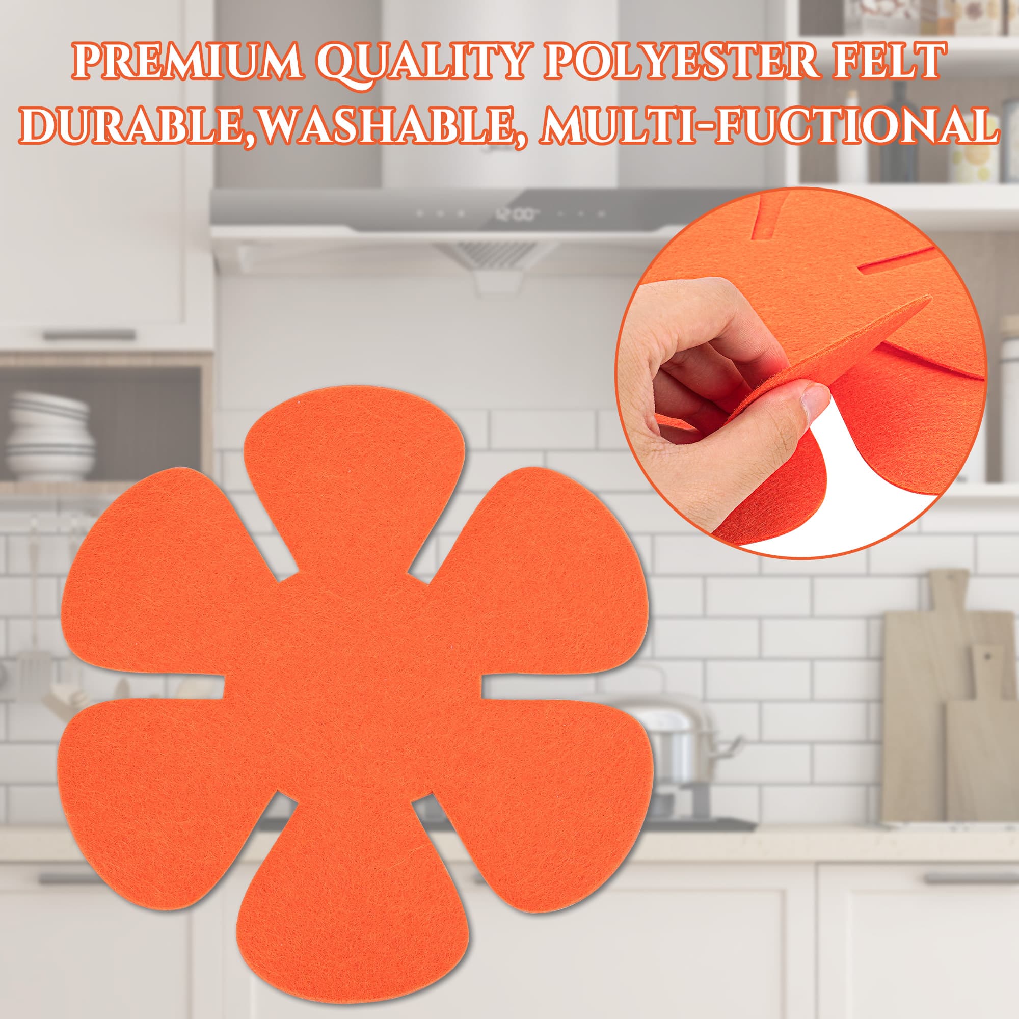 JANKOW 12PCS Pot and Pan Protectors, Pans Protectors for Stacking, Larger & Thicker Felt Pan Separators Pads for Stacking and Protecting Cookwares (Orange) - 2