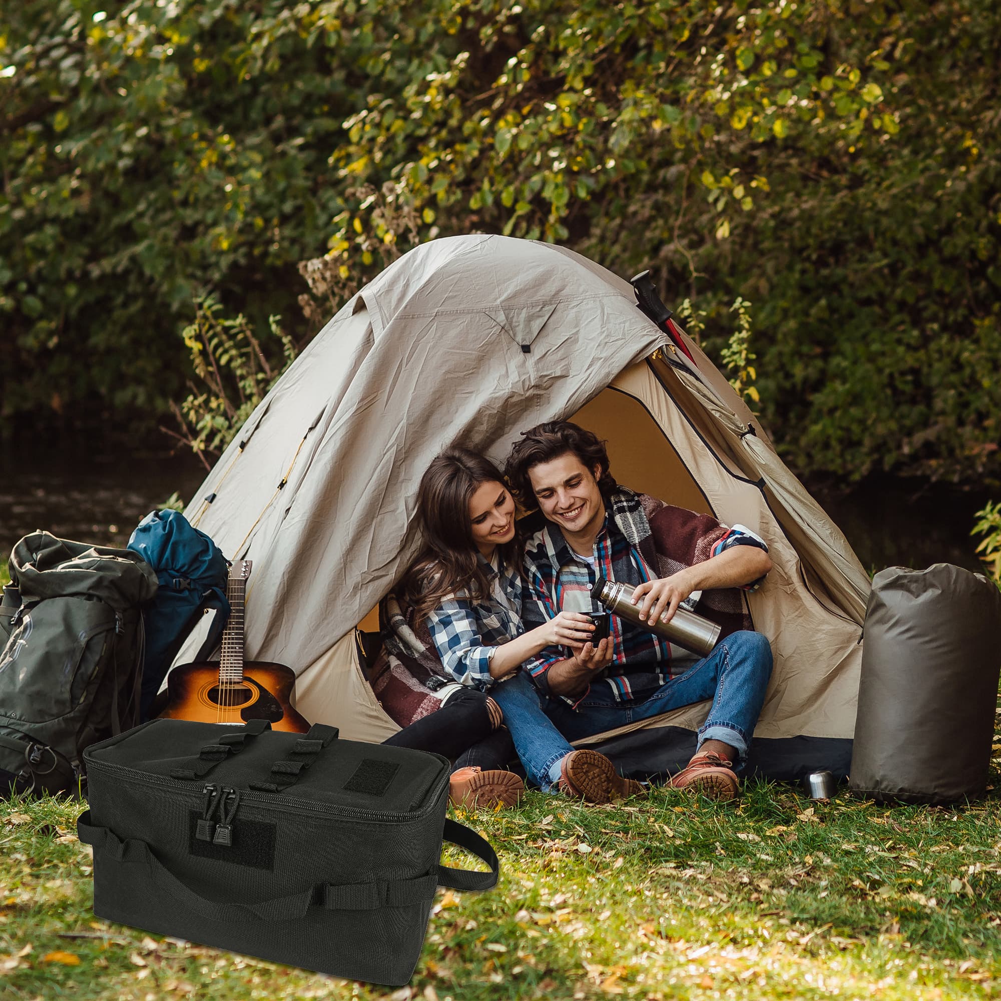 JANKOW Camping Storage Bags, Utility Tote Bag for Campings Cookware Organizer, Trunk Organizer with Shoulder Strap - 5