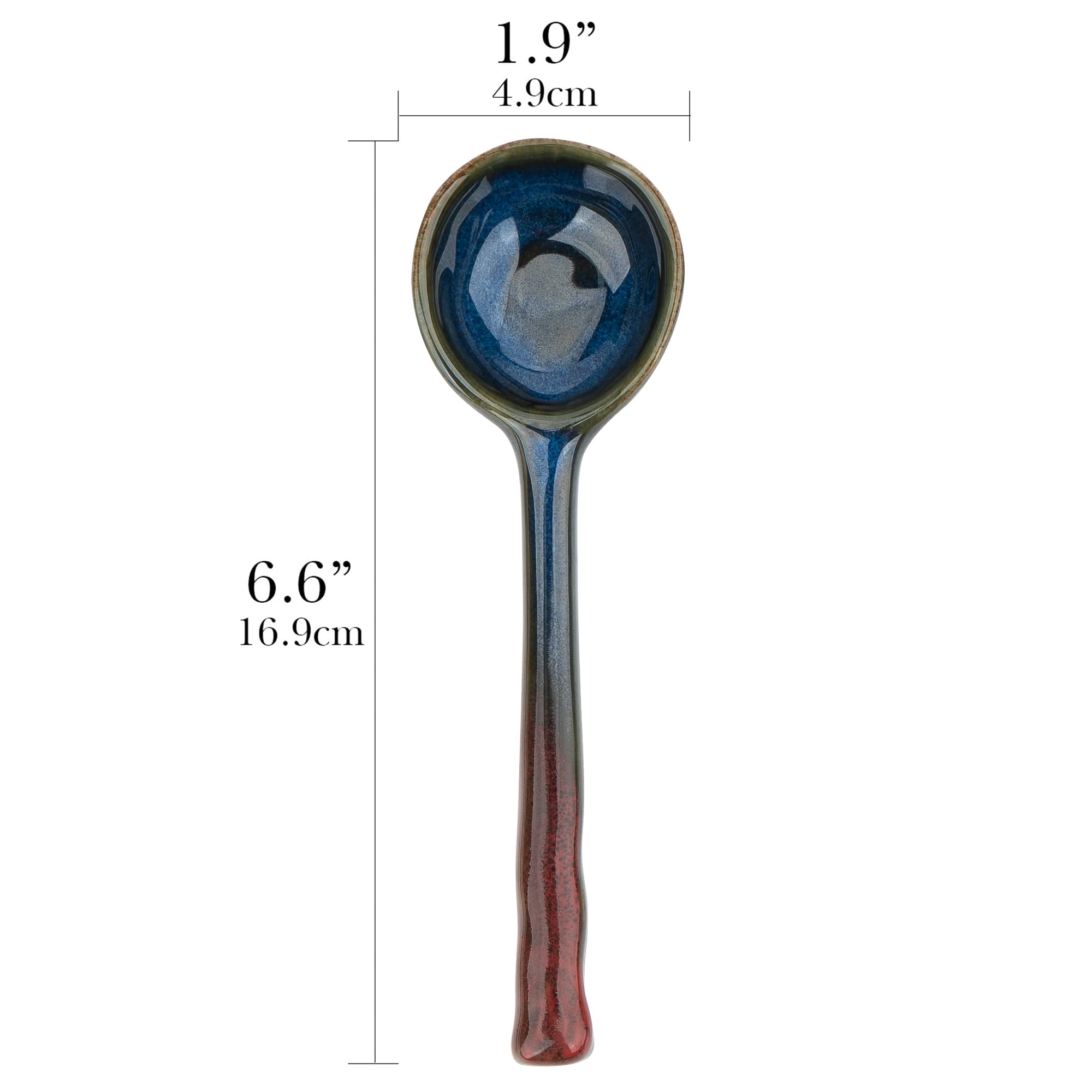 JANKOW 4 Pack Japanese Ceramic Soup Spoons - Hand-Painted Retro Porcelain Spoons with Long Handle - Asian Soup Spoon Set - 1