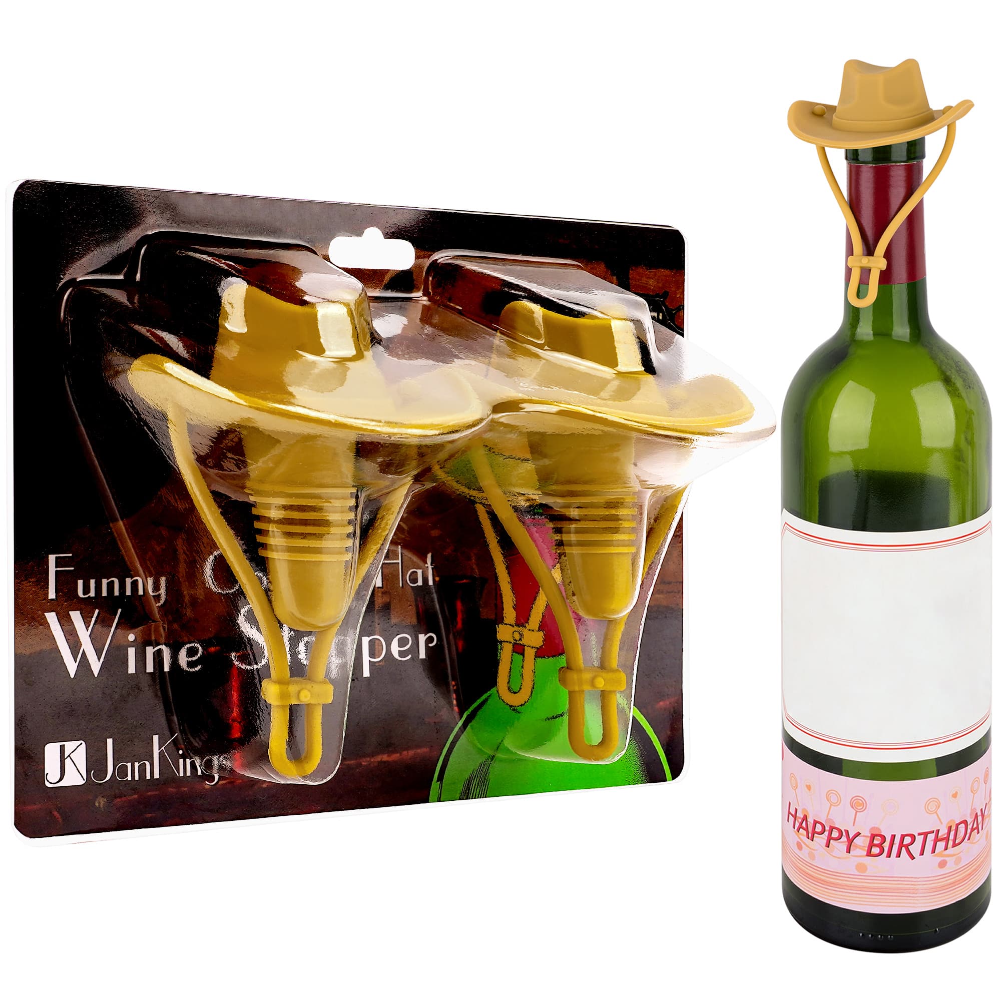 Silicone Cowboy Hat Wine Bottle Stoppers (Wheat Color, 2-Pack) – New Upgraded Cute Airtight, Leak-Proof Reusable Seal for Red, White & Sparkling Wine - 7