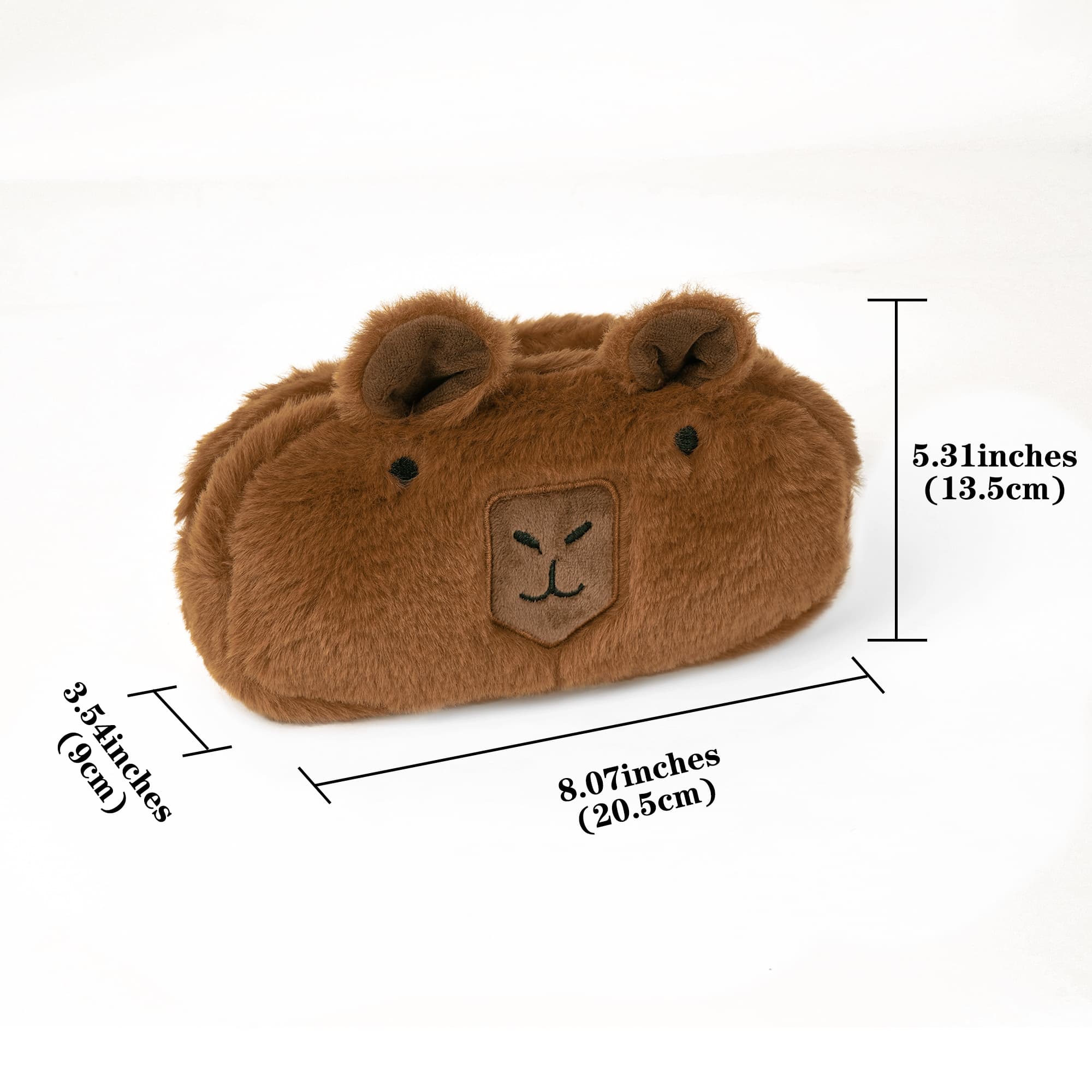 JANKOW Cute Capybara Plush Pencil Case, Sleepy-Eyes Brown Animal Pen & Marker Pouch, 1-Pack - 1