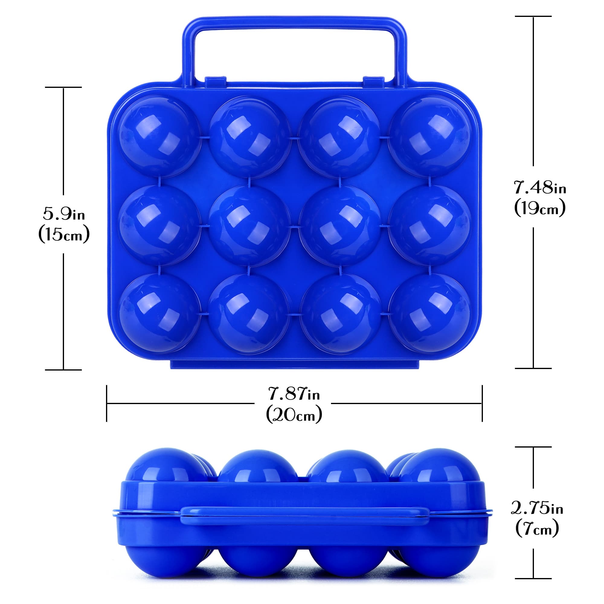 JANKOW 2 PCs Portable Egg Carton with Handle, 24 Grids Egg Camping Holder for Eggs, Portable Container for Travel, Outdoor Hiking, Picnic(Green and Blue) Gift: 2 x Flowers - 1
