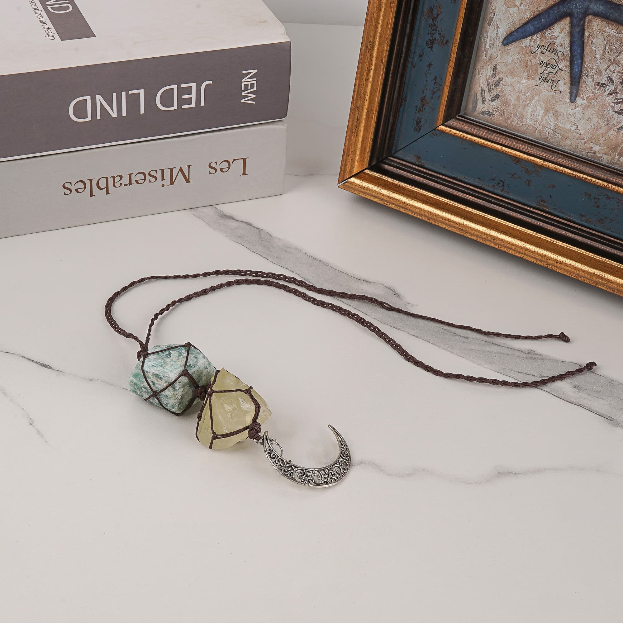JANKOW Hanging Car Charm, Amazonite and Citrine Rearview Mirror Decorations, Crystal Hanging Accessories for Rear View Car Mirror - 5