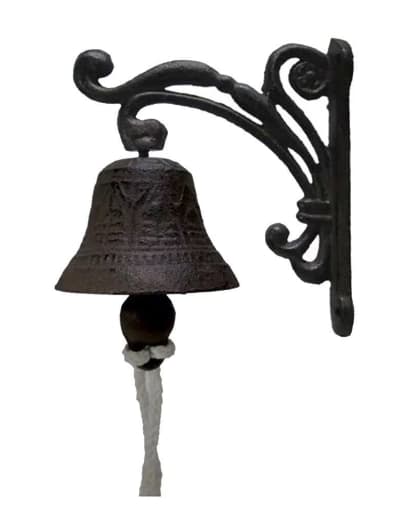 JANKOW Vintage Wall Mounted Cast Iron Dinner Bell, Outside Wall Mounted Electroless, Front Door Shop Entrance Porch Antique Decorative Hanging Bell
