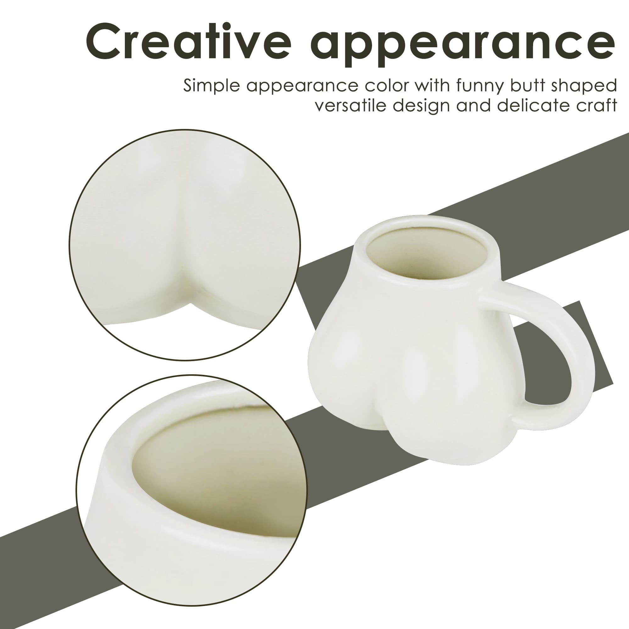 JANKOW Funny Butt Coffee Mug, Butt Ceramic Coffee Mugs, Ceramic Mug for Coffee, Milk, Tea, Etc (White) - 2