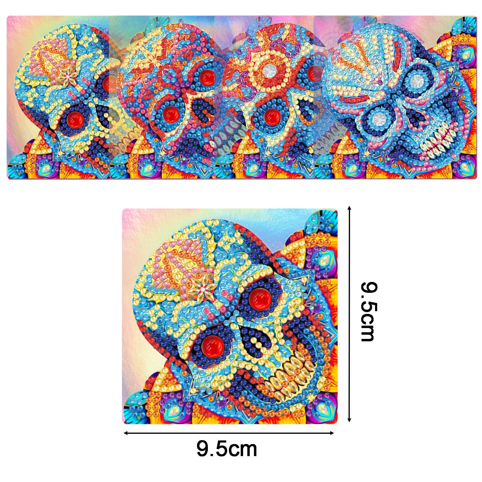 JANKOW 5D Diamond Painting Bookmarks Kits Skull Shaped Drill Diamond Art Bookmark, Skull Bookmark DIY Diamond Art Bookmarks for Book Lovers, Art Adult Beginner (5 Pieces Skull) - 3