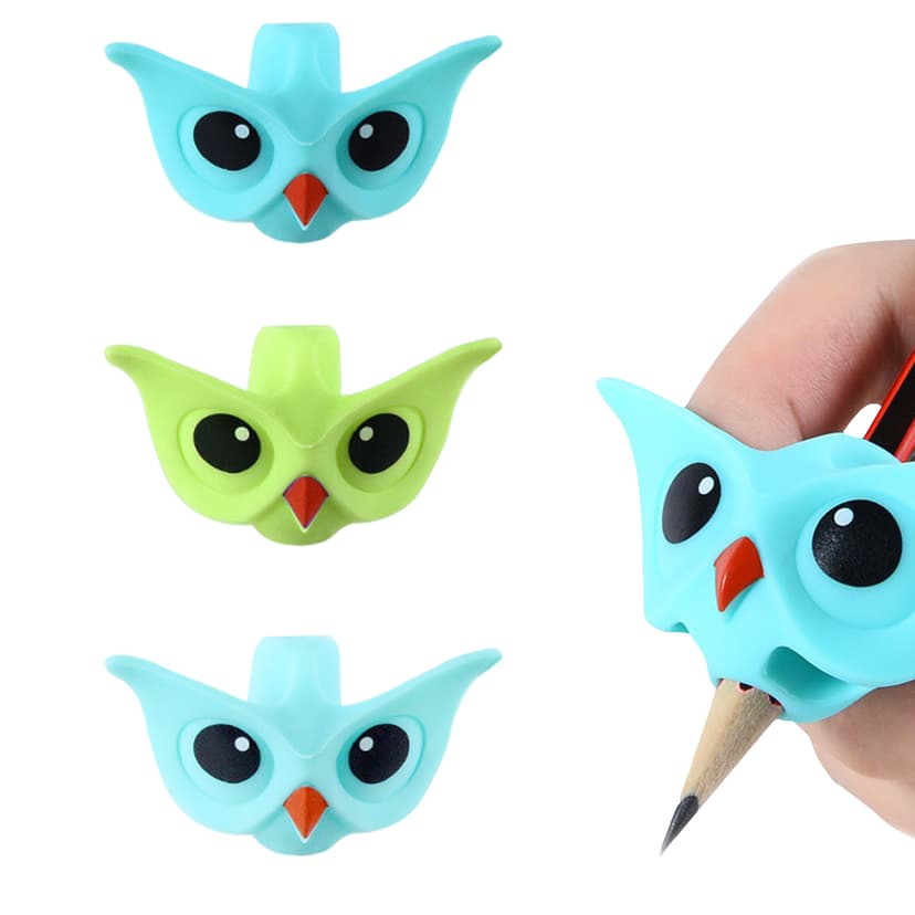 JANKOW Owl Pencil Grips, Pen grip corrector, animal Pencil Grips, Pencil Holder, Posture Correction Training Writing AIDS for Preschooler Special Needs( 3 PSC )