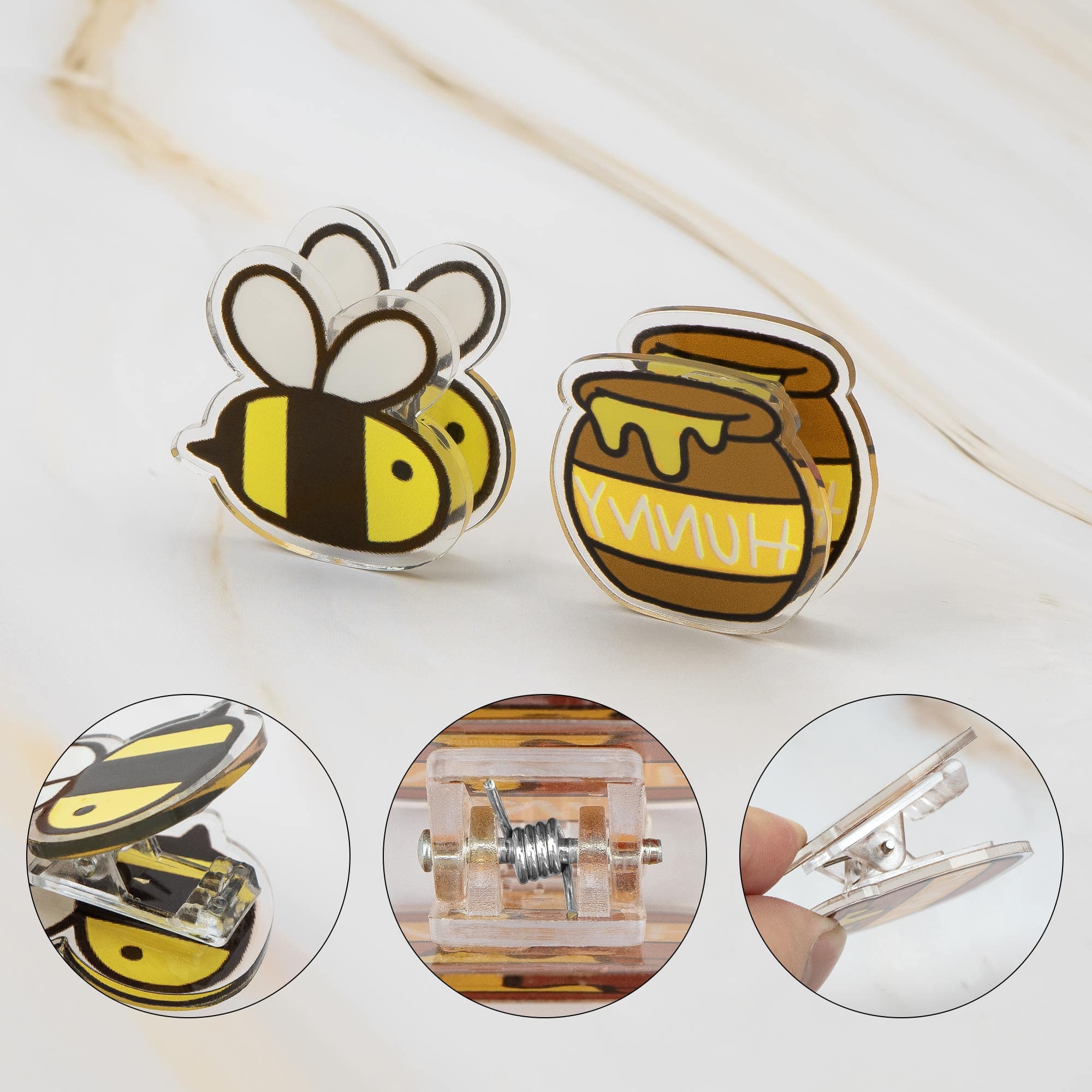 CAIRIAC Cute Bee Food Bag Clips Sealing Clamps for Bread, Chips, Snacks & Potato Bag Organization, Fun Kitchen Storage Accessories (10 Pcs) - 2
