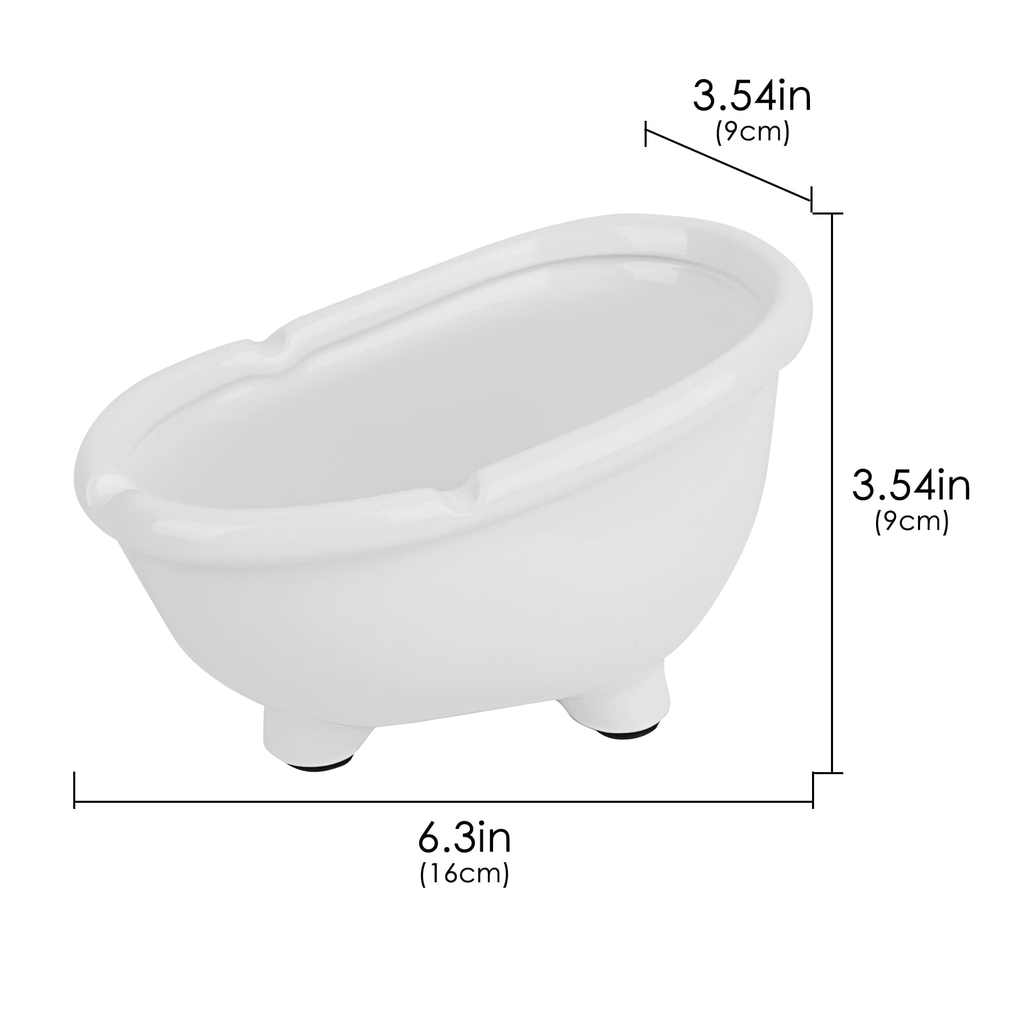 JANKOW Bathtub-Shaped Ceramic Ashtray, White, Novelty Decorative Tabletop Ash Tray for Cigarettes or Cigars, Indoor/Outdoor, 1-Pack - 2