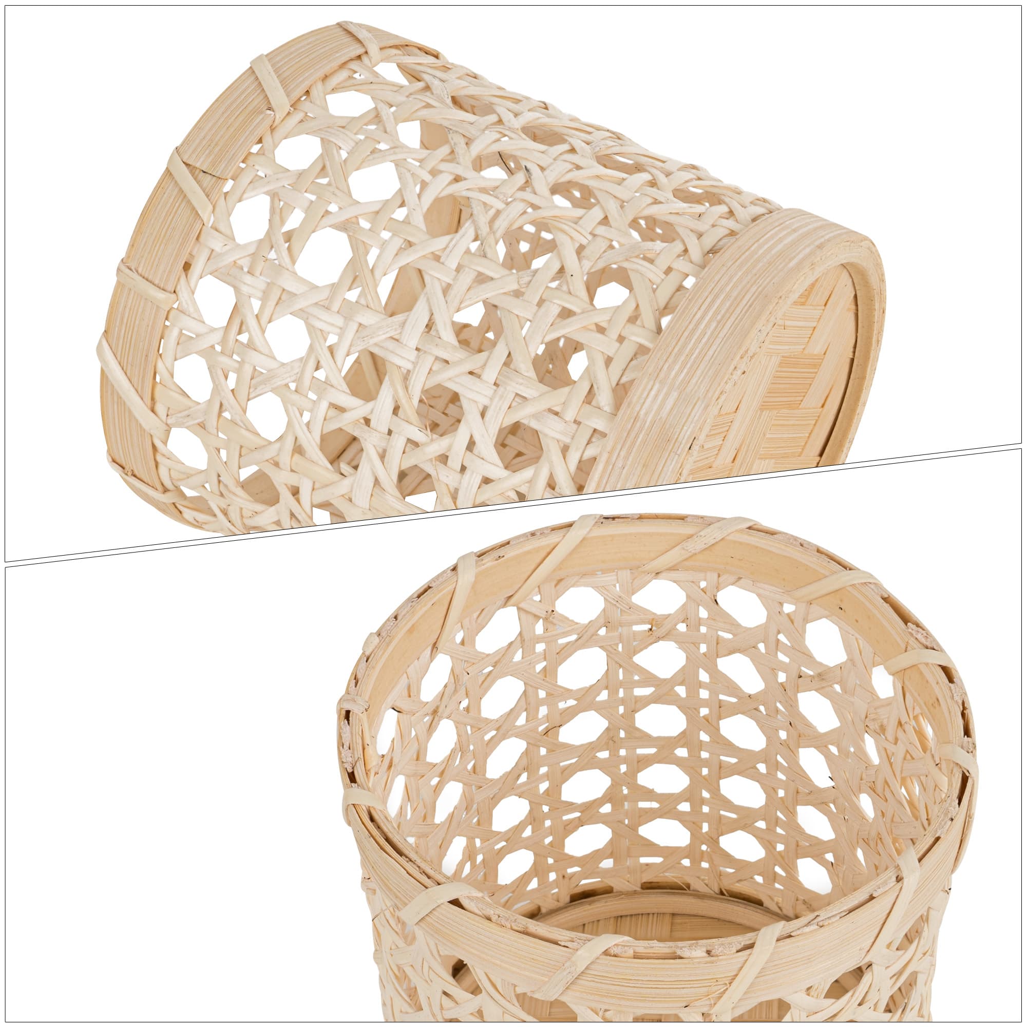 JANKINGS Rattan Pencil Holder, Handwoven Openwork Pen Cup for Desk, White Cane Woven Pencil Cup Organizer, Boho Rustic Office Decor, 1-Pack - 2