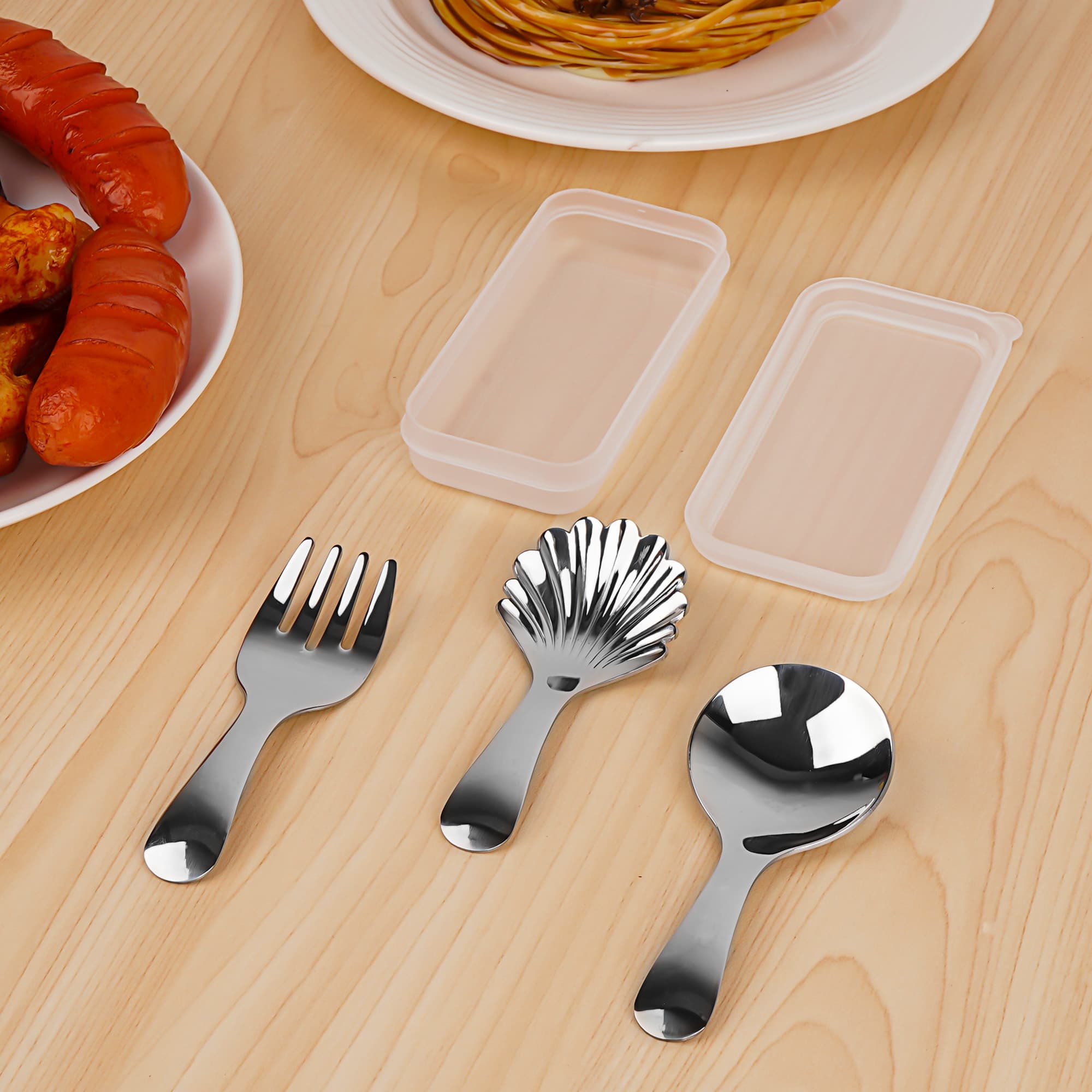 JANKOW 304 Stainless Steel Mini Spoon and Fork Set, 3-Piece Silver Tea & Dessert Utensils, Food-Grade, Mirror Finish, Dishwasher Safe - 5