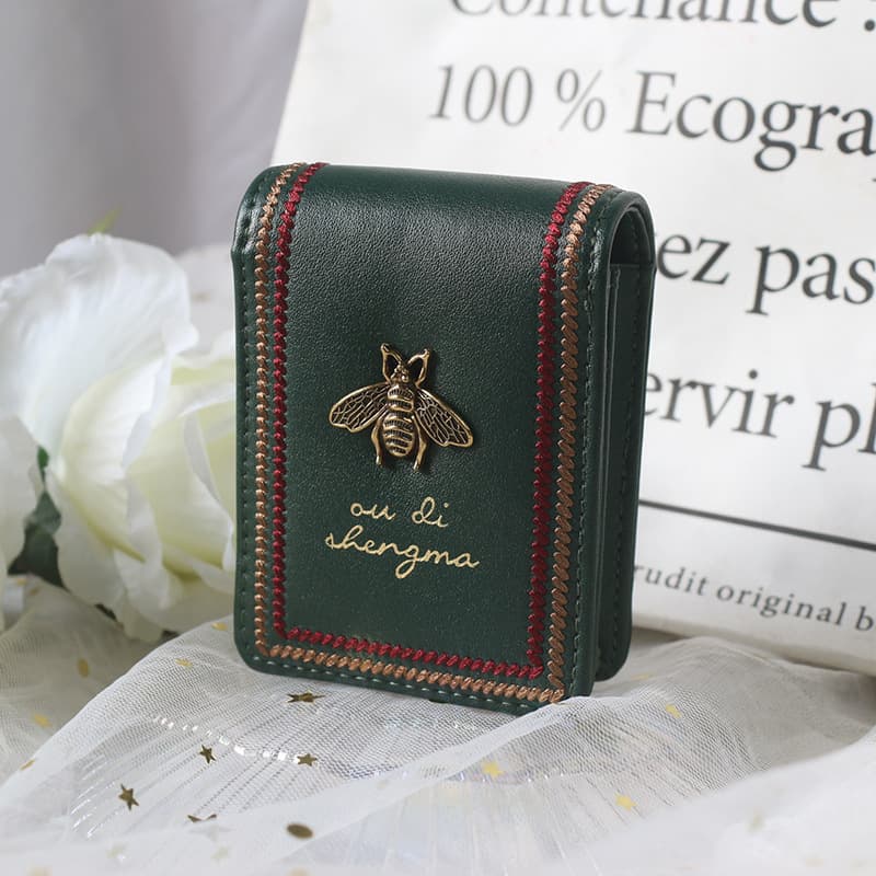JANKOW Lipstick Case with Mirror for Purse, Mini Lipstick Holder Purse, Small Cosmetic Bag for Lipsticks, Travel Lipsticks Pouch, Portable Makeup Cosmetic Pouch (1Pcs Dark green) - 4