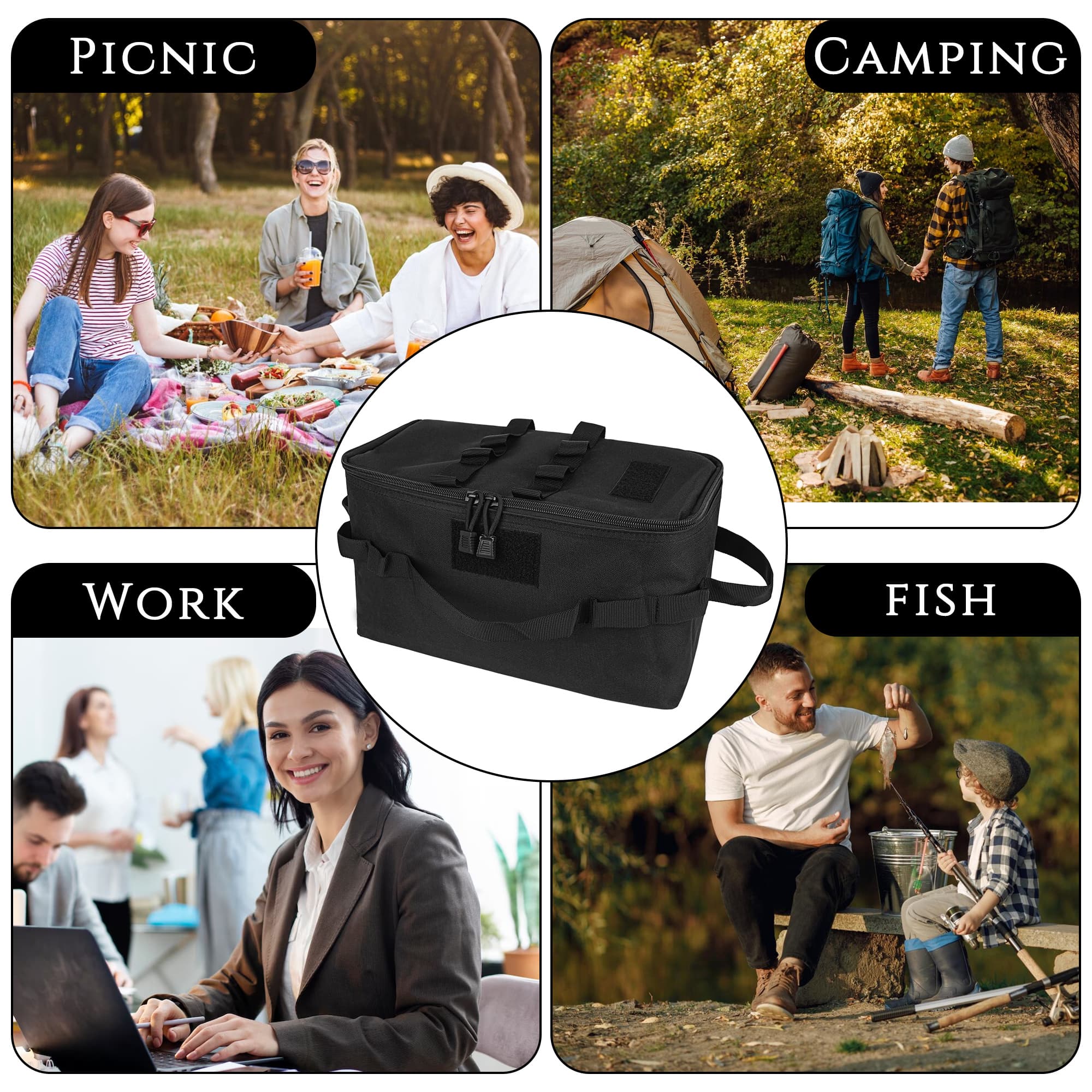 JANKOW Camping Storage Bags, Utility Tote Bag for Campings Cookware Organizer, Trunk Organizer with Shoulder Strap - 6