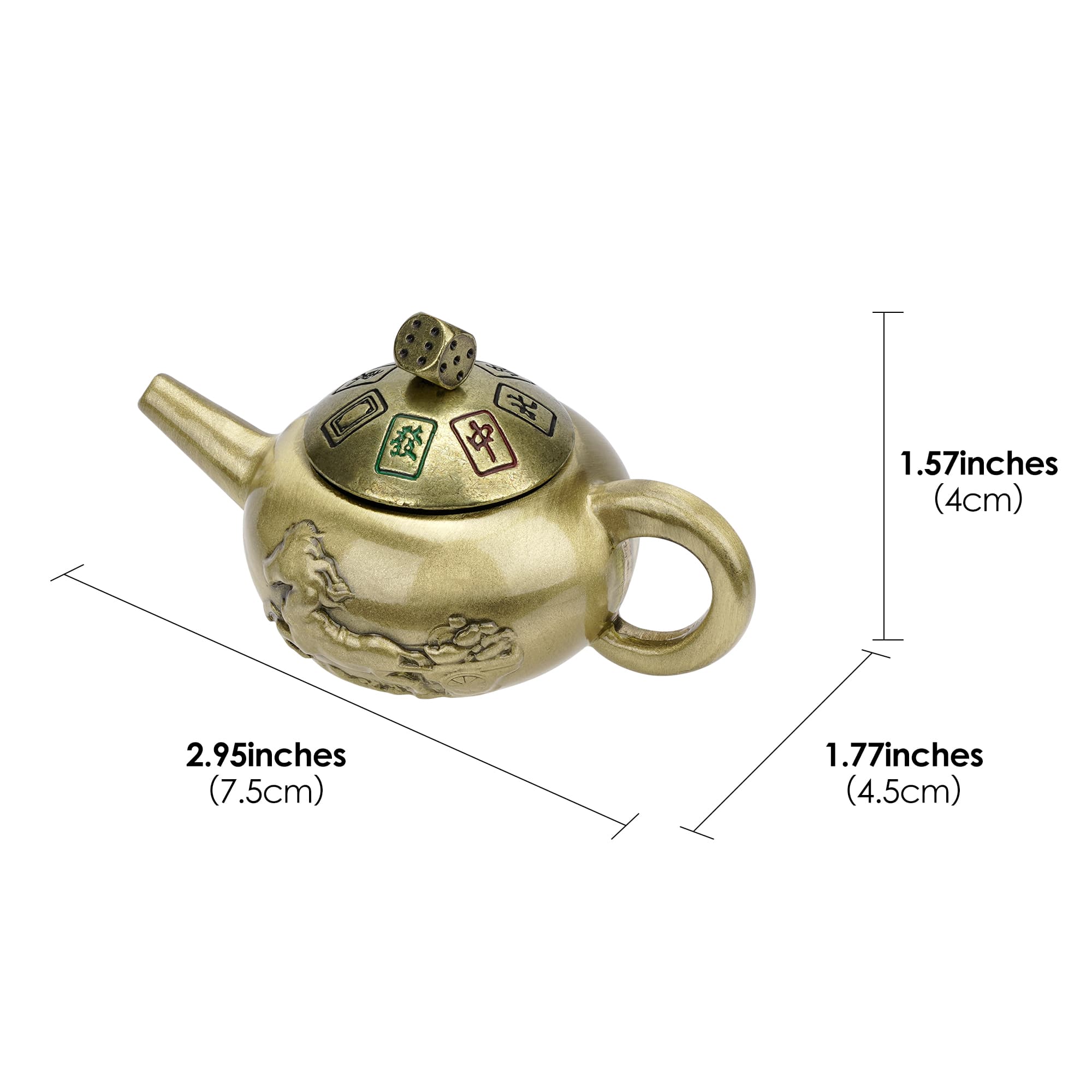 JANKOW Orichalcum Metal Mini Teapot Figurine – Brass‑Style Handheld Stress‑Relief Ornament, Decorative Desk Teapot Sculpture, 1‑Pack - 2