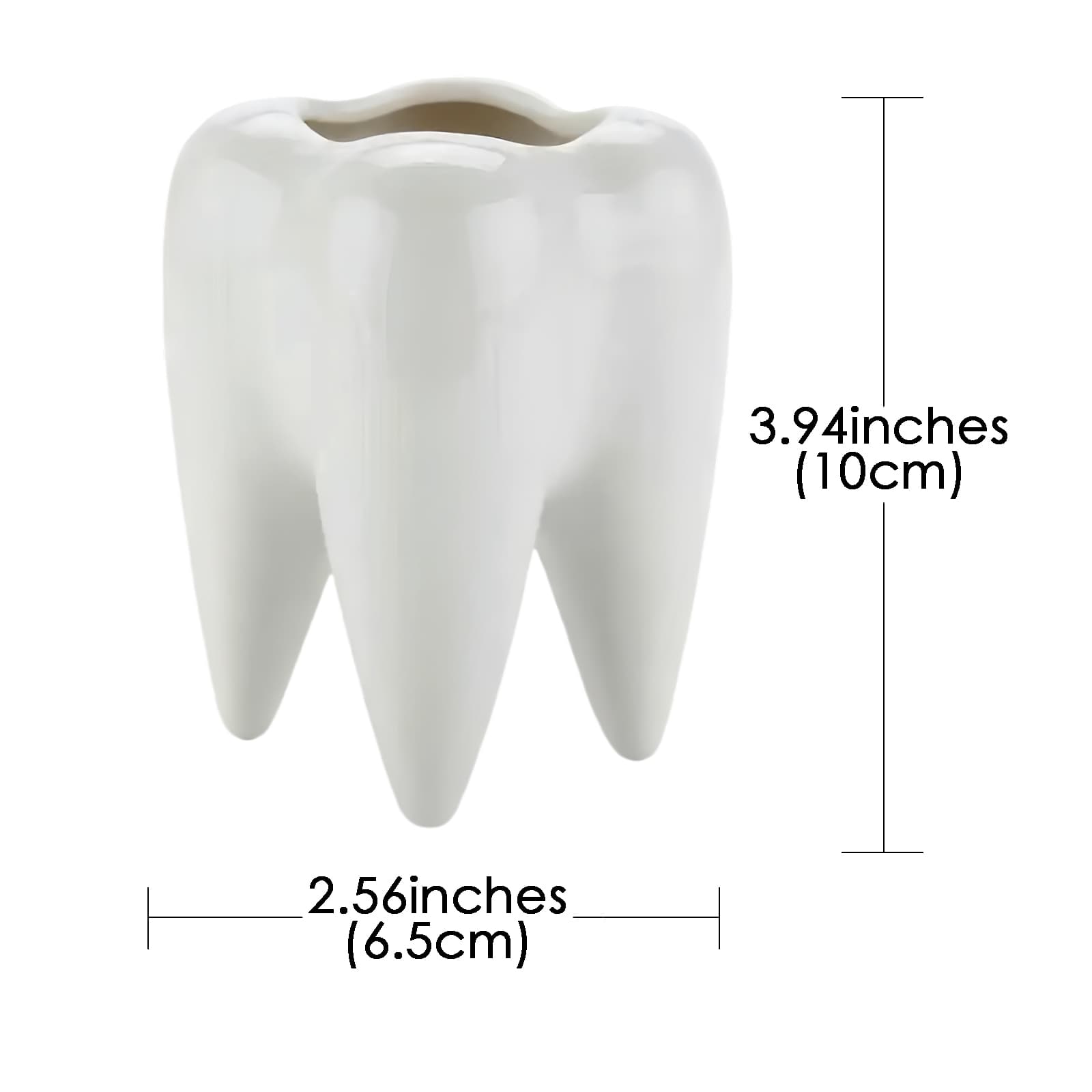 JANKOW Ceramic Tooth Pen Holder, Cute Desktop Pen Holder, Interesting, Unique Appearance, Suitable for Office, Classroom (White) - 1