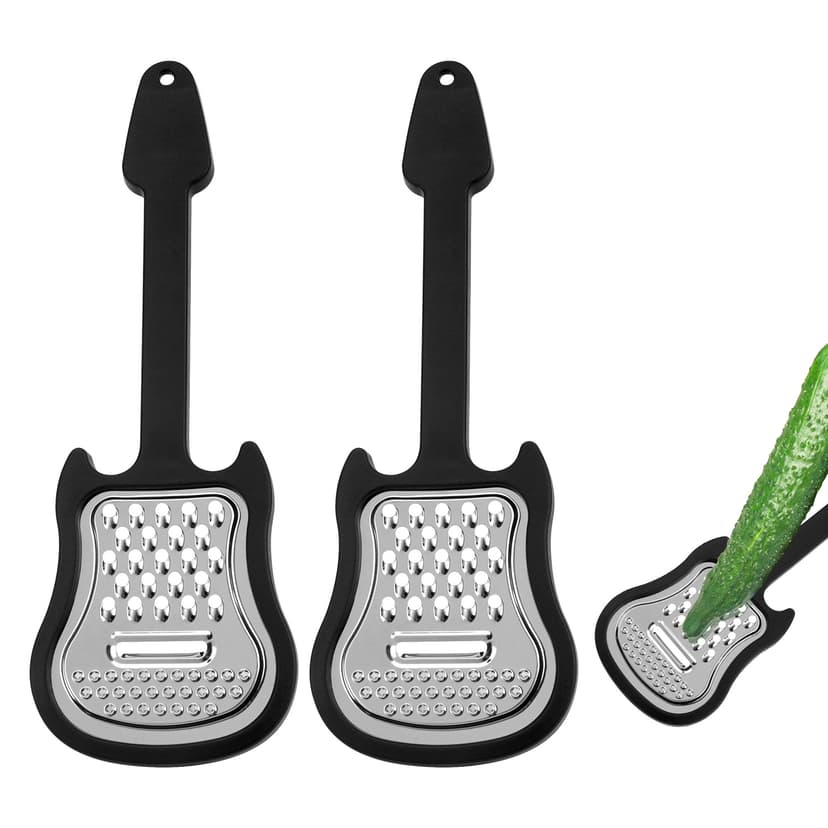 JANKOW 2 Pcs Guitar Style Cheese Grater, Creative Household Paring Scraper, Professional Vegetable Grater for Kitchen ( Black )