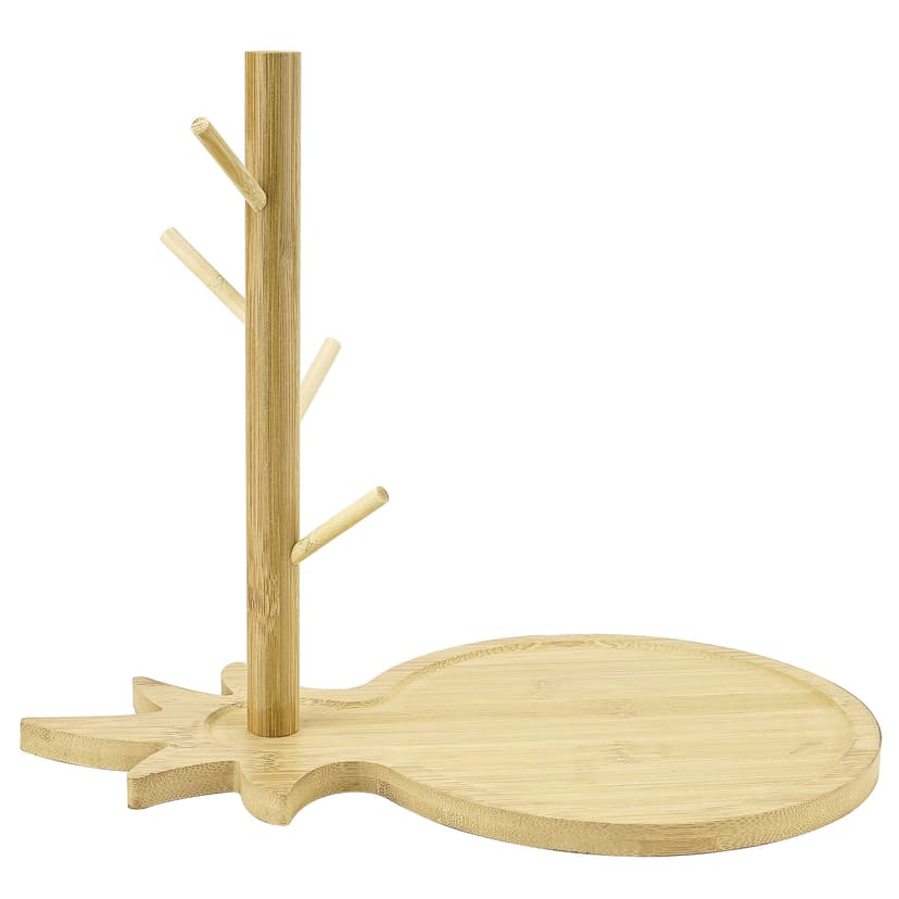 JANKOW Wooden Jewelry Tray with Ring Holder Tree, Solid Natural Wood Organizer in Burlywood, Dresser/Vanity Catchall for Rings, Earrings, Necklaces, Watches, 1-Pack