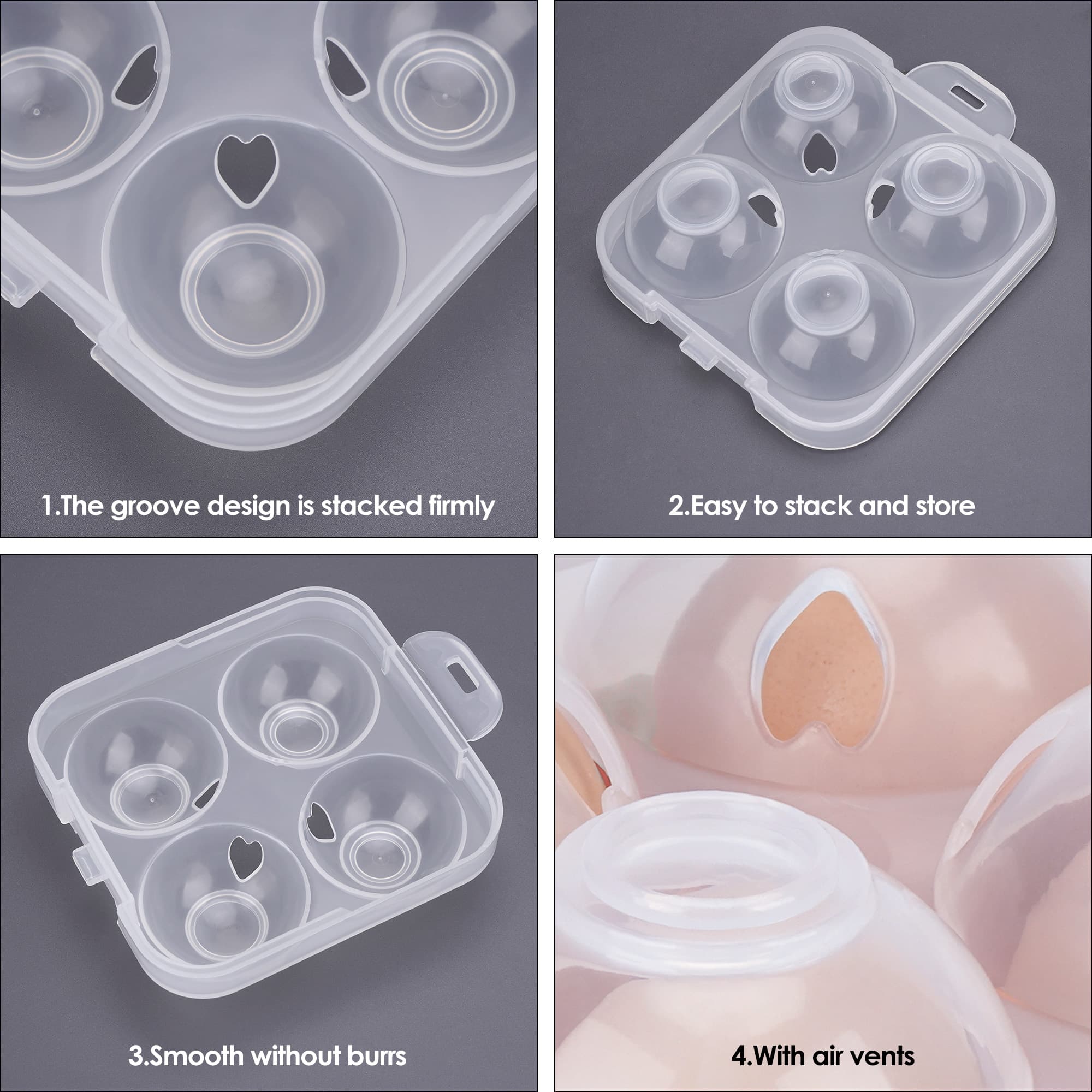 JANKOW 4 Girds E Holder Conggtainer, Plastic Egg Storage Box Shockproof Protection, Portable Egg Tray Carriage Dispenser for Refrigerator Camping Picnic Travel Kitchen Outdoor (Transparent 2 Pcs) - 2