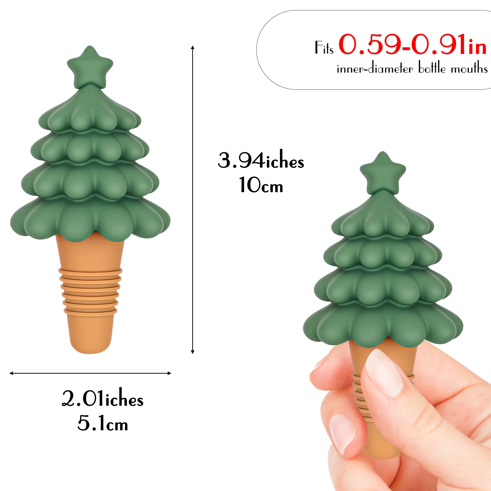 JANKINGS Christmas Tree Wine Stoppers – Cute Reusable Bottle Stopper for Wine, Holiday Party Supplies, Fun Decorative - 1