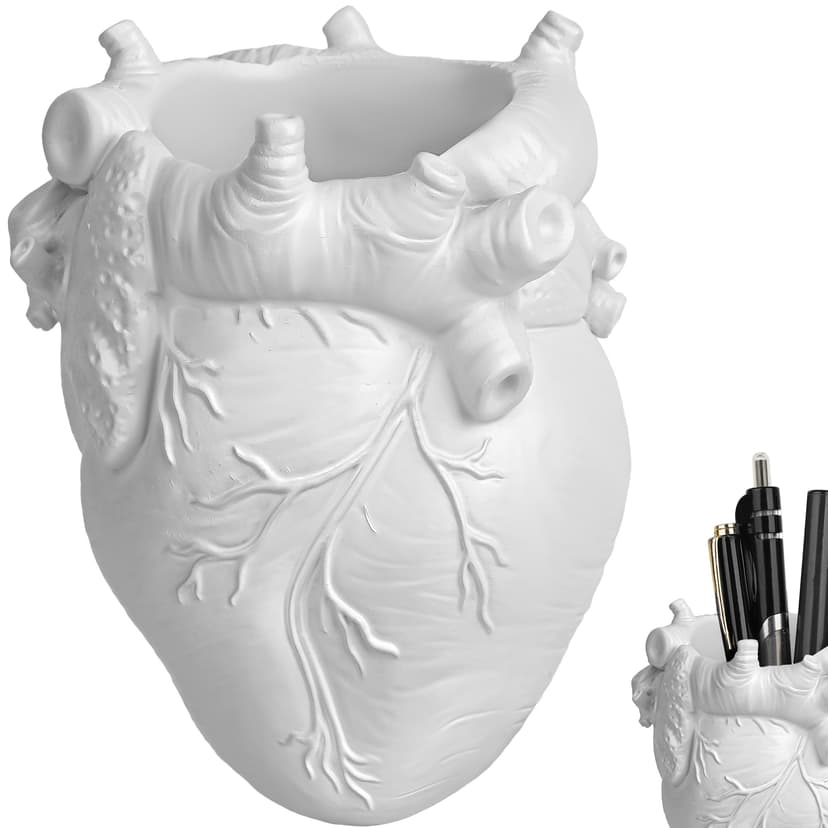 JANKOW Anatomical Heart Pencil Holder, Resin Organ-Shaped Pen Cup Desk Organizer, Realistic Human Heart Decor, 1-Pack