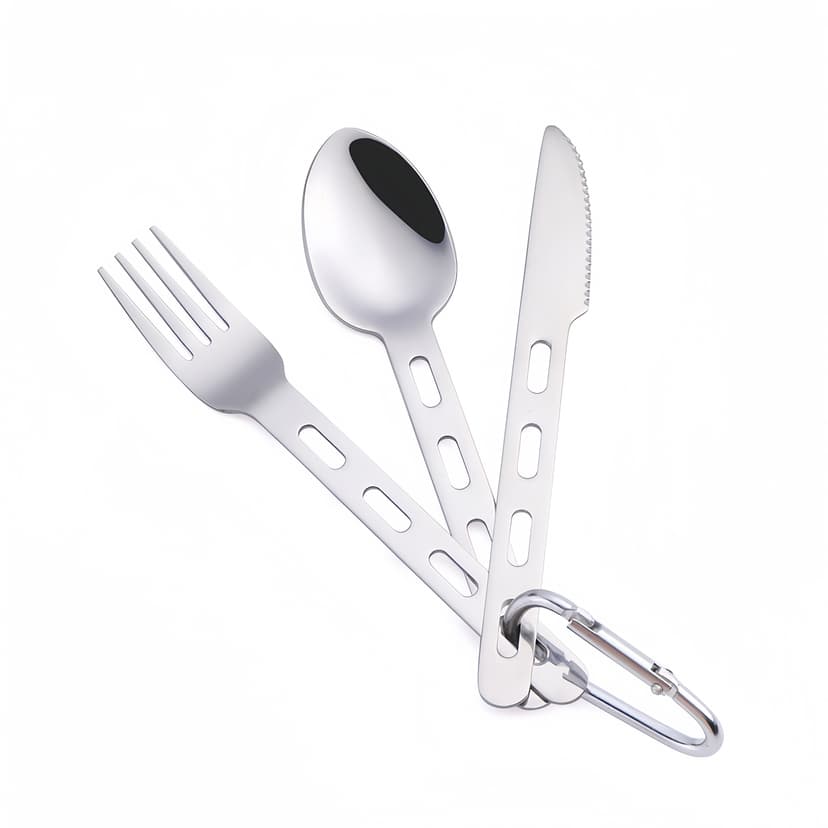 JANKOW Cutlery Set, Camp Flatware Sets,Stainless Steel Utensil Set, Apply to Backpacking Hiking Camping ( Silver ).