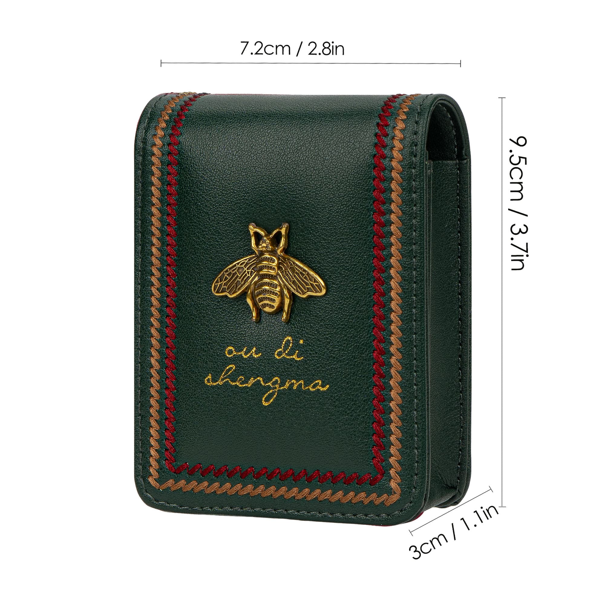 JANKOW Lipstick Case with Mirror for Purse, Mini Lipstick Holder Purse, Small Cosmetic Bag for Lipsticks, Travel Lipsticks Pouch, Portable Makeup Cosmetic Pouch (1Pcs Dark green) - 1