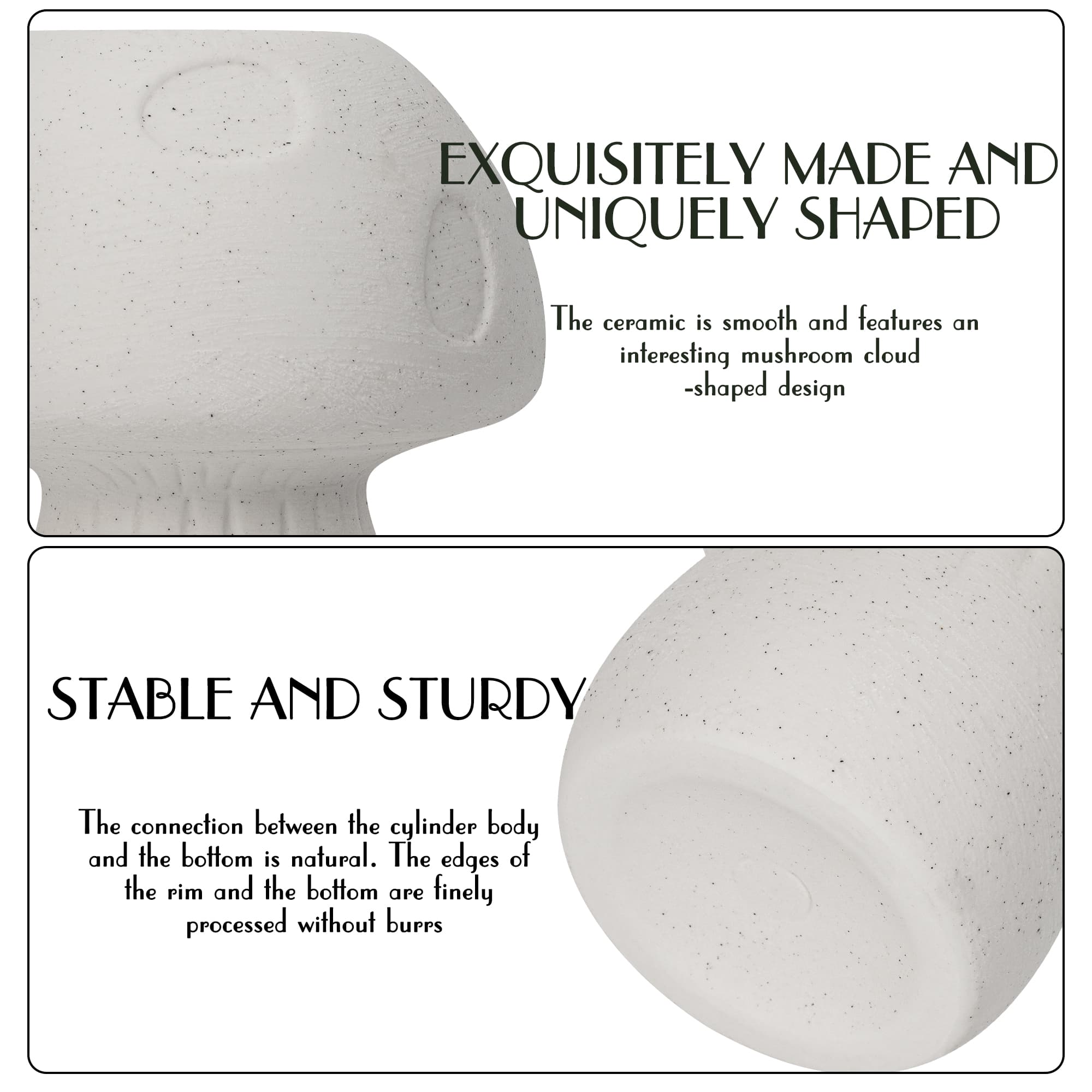 JANKINGS Mushroom Ceramic Pencil Holder, Speckled White Pen Cup for Desk, Cute Mushroom Decor Organizer for Office Home, 1 Pack - 2