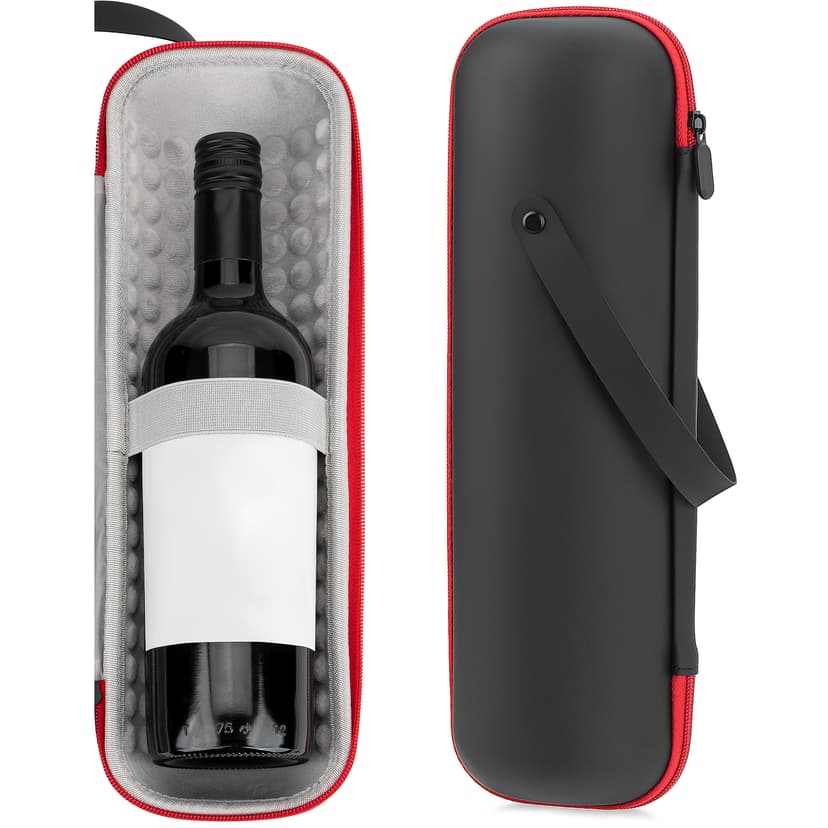 CAIRIAC Single Wine Gift Tote Bag, Hard Shell Protector Bags Champagne Bottle Gift Box Portable Wine Carrier for Travel, Picnic, Beach, BYOB Restaurant (Black)