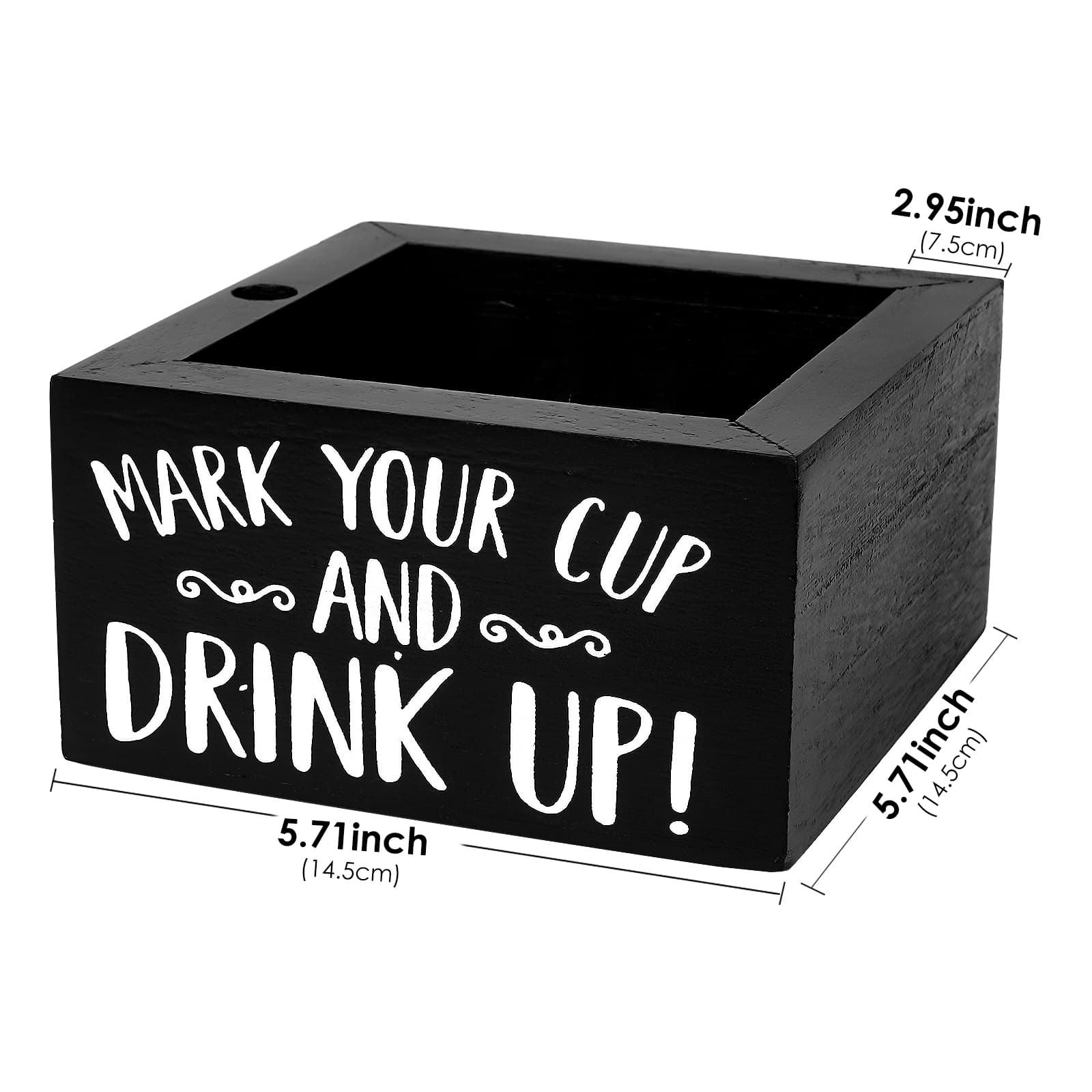 JANKOW Cup Holder with Marker Slot, Black Wood Disposable Cup Holder, Mark Your Cup and Drink Up Plastic Cup Organizer Drink Dispenser for Wedding Party Kitchen Decor - 1