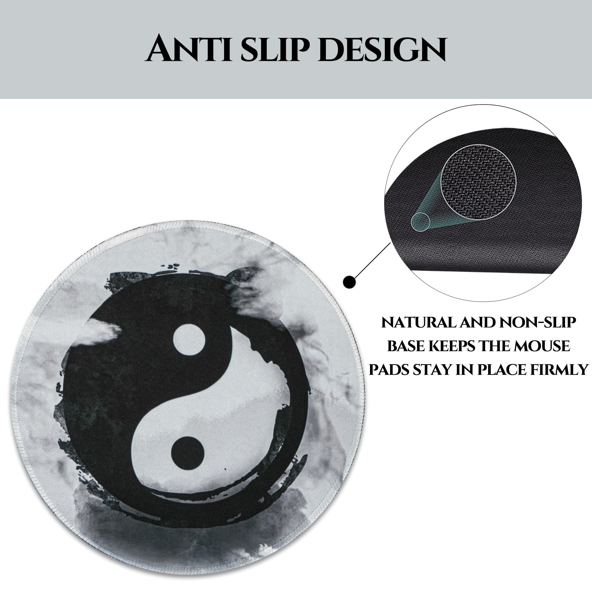 JANKOW Round Mouse Pad, Yin-Yang Design - Stylish and Multifunctional, Suitable for Office, Study, and Computer Room - 2